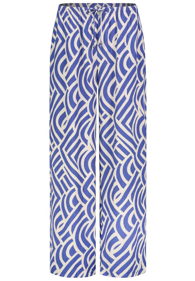 Eight2Nine Stoffhose Damen Sommerhose mit weitem Bein Allover Print, Gummibund mit Kordel & Perle