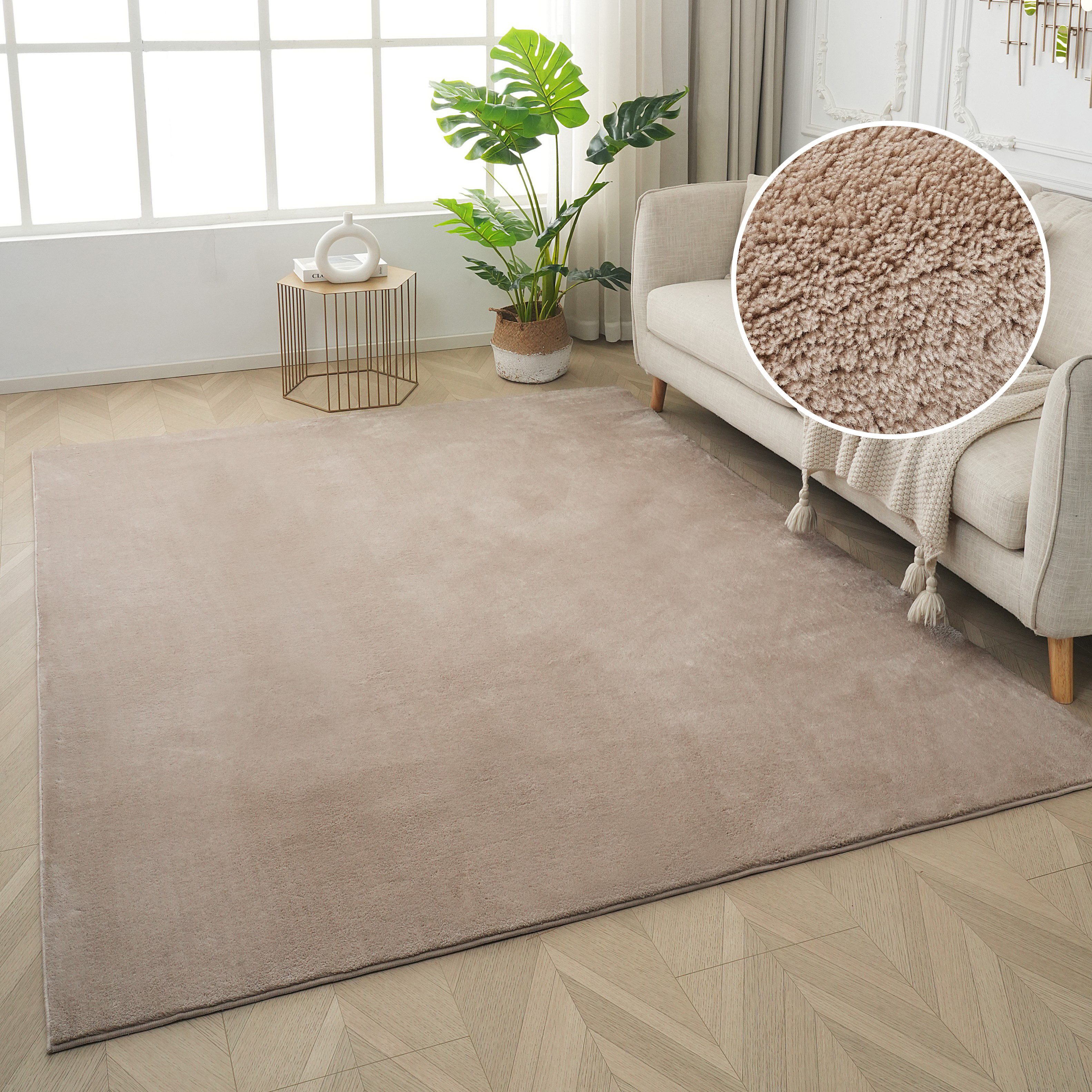 my home Teppich Cali, weich, modern, waschbar, rechteckig, Höhe: 16 mm, Uni günstig online kaufen