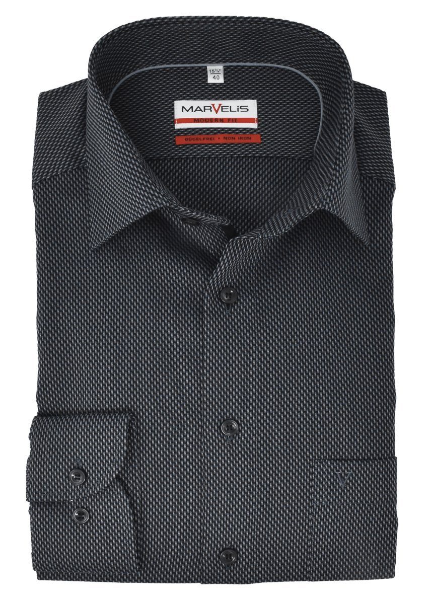MARVELIS Businesshemd »Hemd - Modern Fit - Struktur - Schwarz« online ...