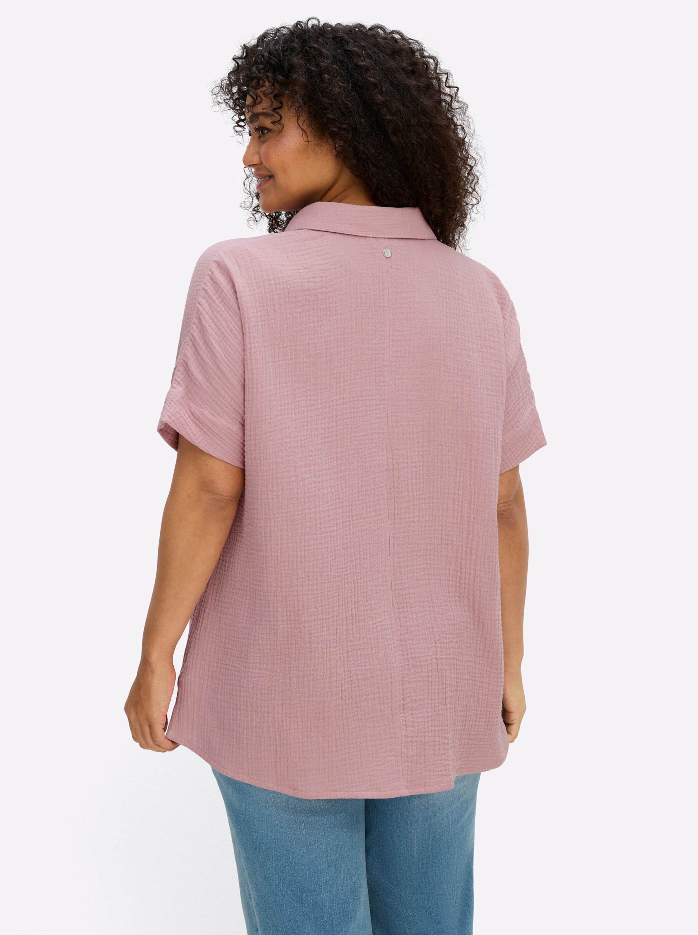 Sheego Klassische Bluse Hemdbluse Kurzarm