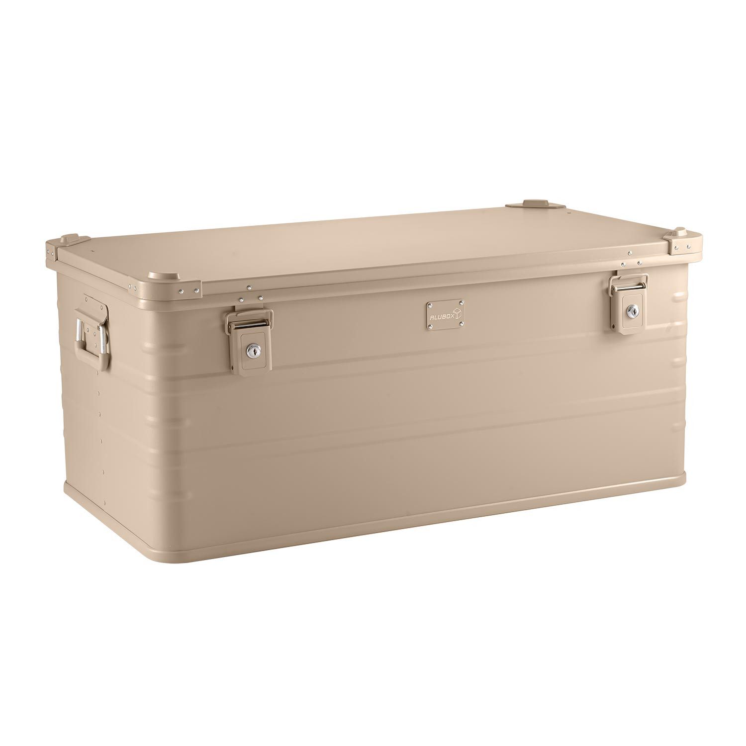 ALUBOX Aufbewahrungsbox leichte Alukiste 141 Liter (90 x 50 x 40), umlaufende Gummidichtung - kratzfest pulverbeschichtet