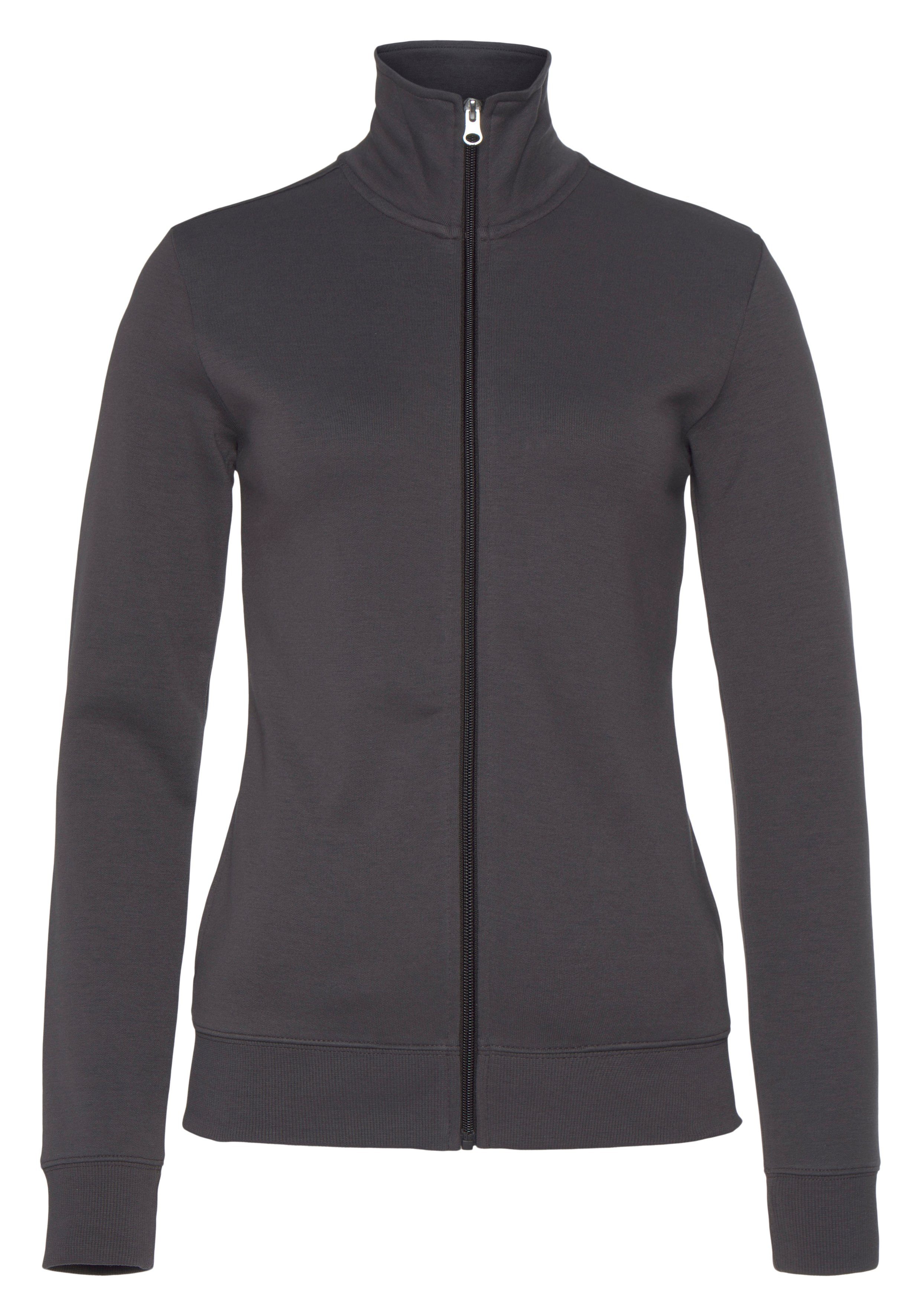 mit Sweatjacke Loungeanzug (1-tlg) Bench. bestickten stone Stehkragen, Loungewear