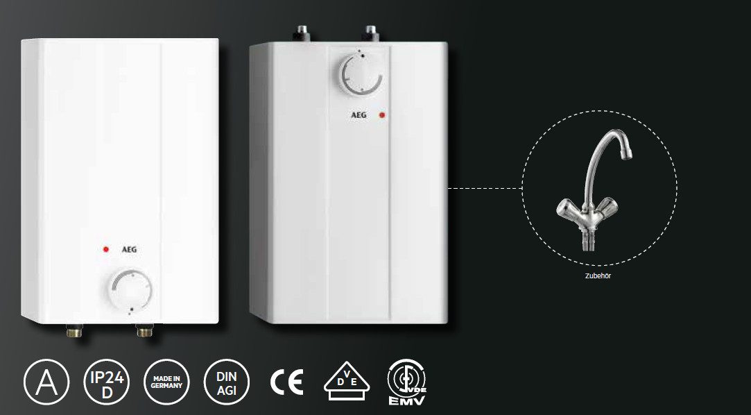 AEG Haustechnik Kleinspeicher Hoz 5 Basis, Übertischboiler 5 Liter, Niederdruck, mit Stecker, niedriger Standby-Verbrauch