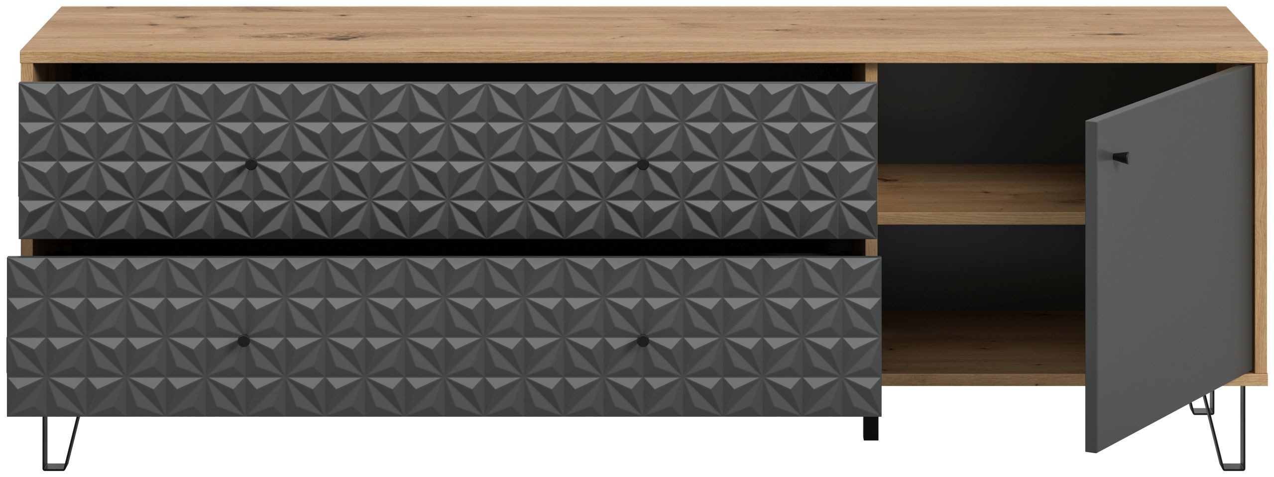 xonox.home Lowboard, in Artisan Oak Nachbildung / anthrazit matt B/H/T: 164 x 56 x 40 cm