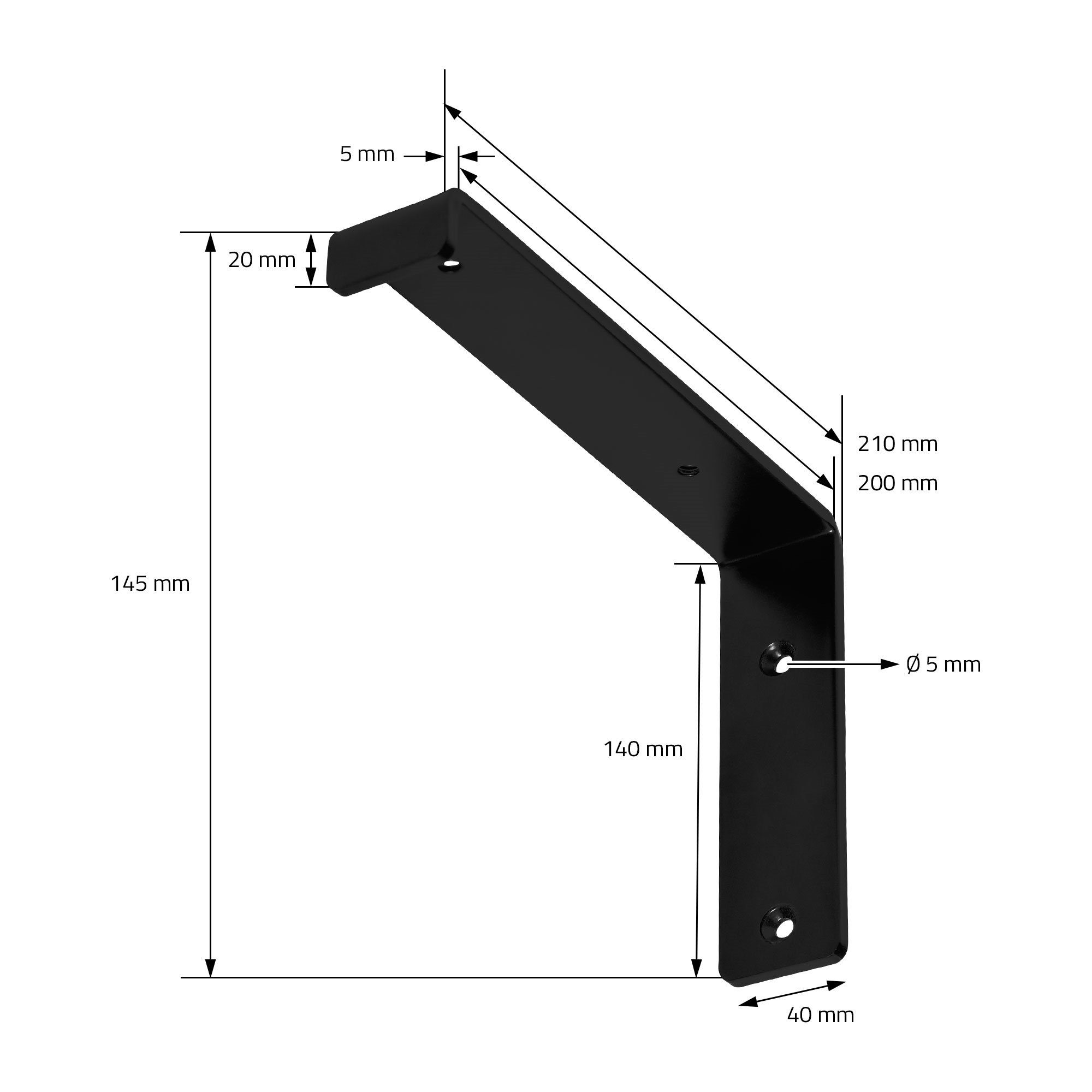 Regalhalterung L-Form Regalträger Metall ML-DESIGN inkl. Industriell Industrielle Schrauben Regal Regalwinkel Wandhalterung, 2 20x4x14cm Stück Schwarz