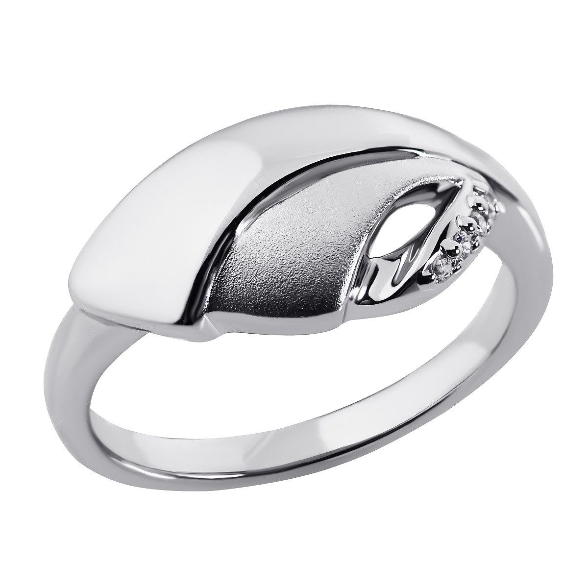 Reflexion Diamonds Silberring Damenring aus 925 Silber mit geschwungener Form, Damenring mit Zirkonia (synth)