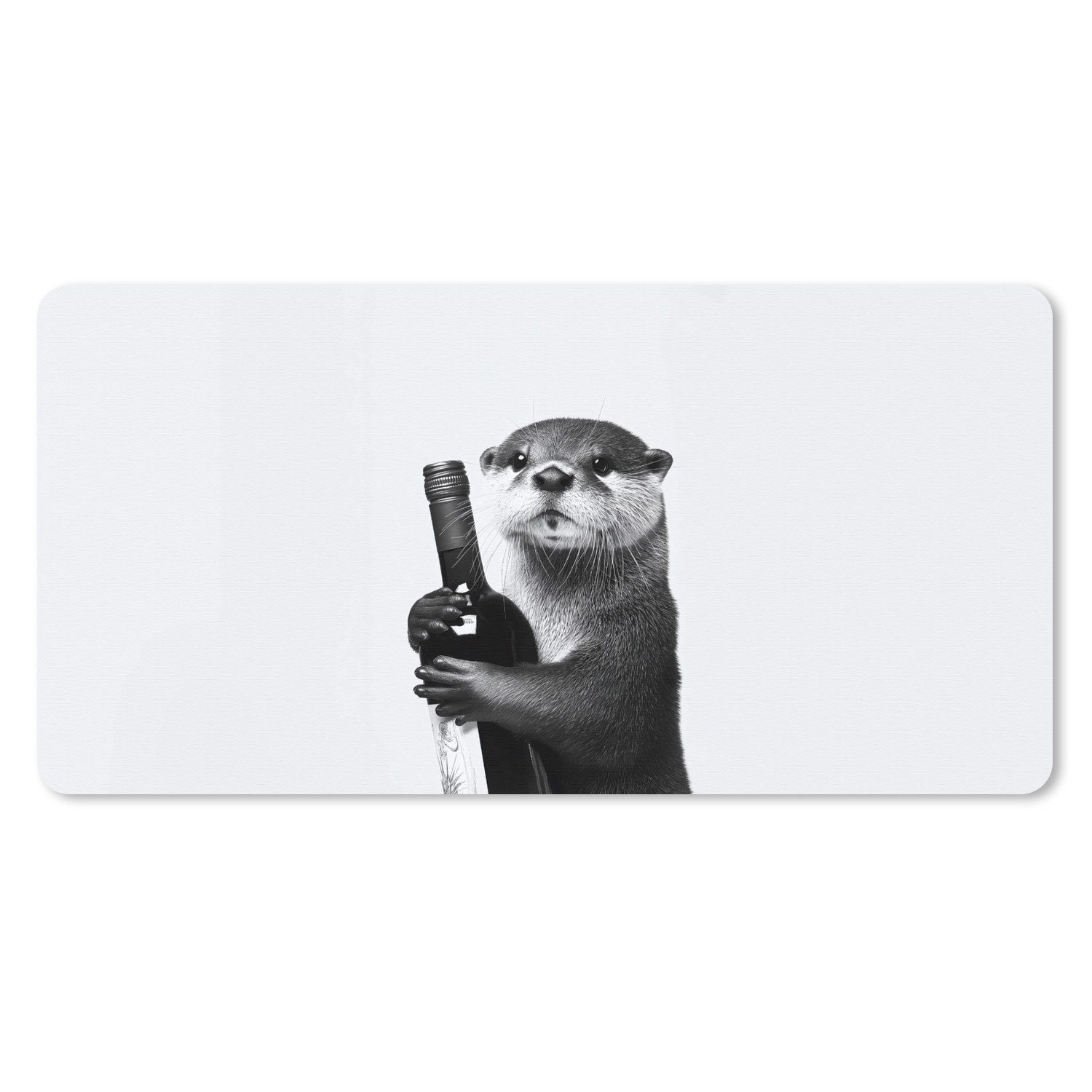MuchoWow Mauspad Weinflasche - Otter - Schwarz (1-St), Mousepad mit Rutschfester Unterseite, Gaming XXL, Großes, 120x60 cm