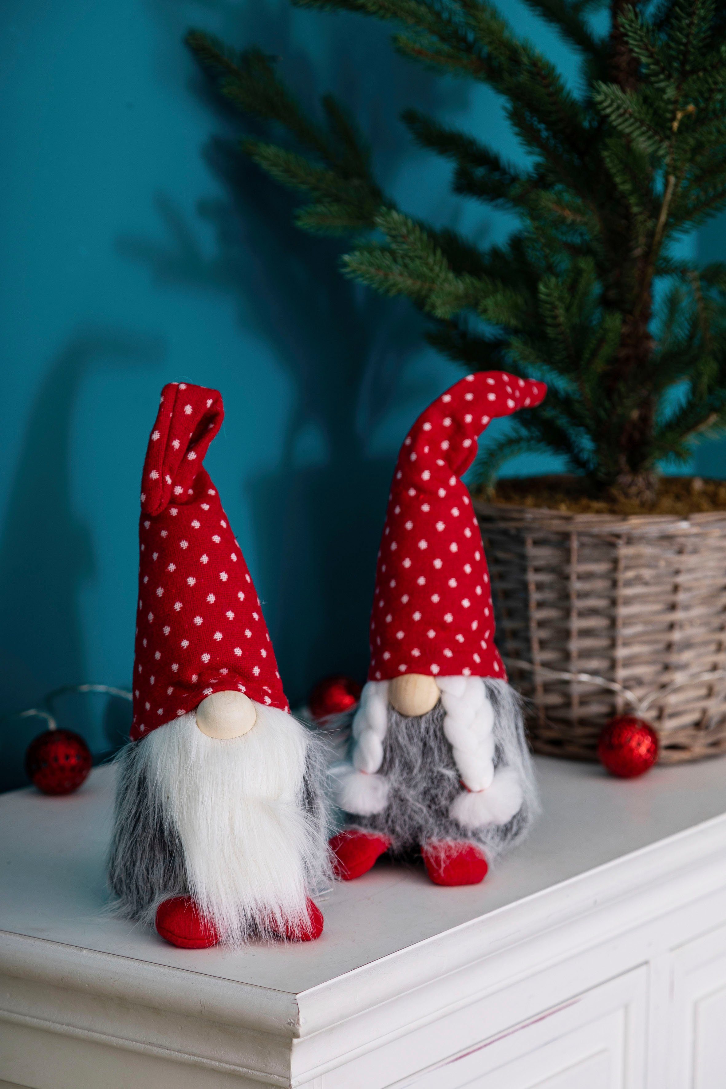 OTTO home Wichtel Weihnachtswichtel Mann & Frau (Set, 2 St., 1x Mann, 1x Frau), Dekofigur, Weihnachtsdeko, Höhe ca. 30 cm – Bild 4 von 5