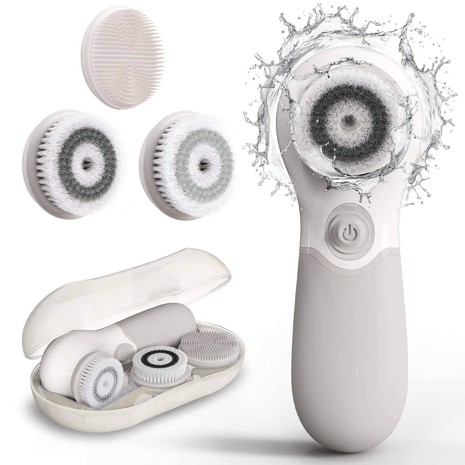 TOUCHBeauty Gesichtsreinigungsbürste 3 in 1 Wasserdichter Gesichtsreiniger 360 ° Drehbar, Gesichtsreinigungsbürsten-Set, mit 3 Bürstenköpfen & Aufbewahrungsbox für alle Hauttypen