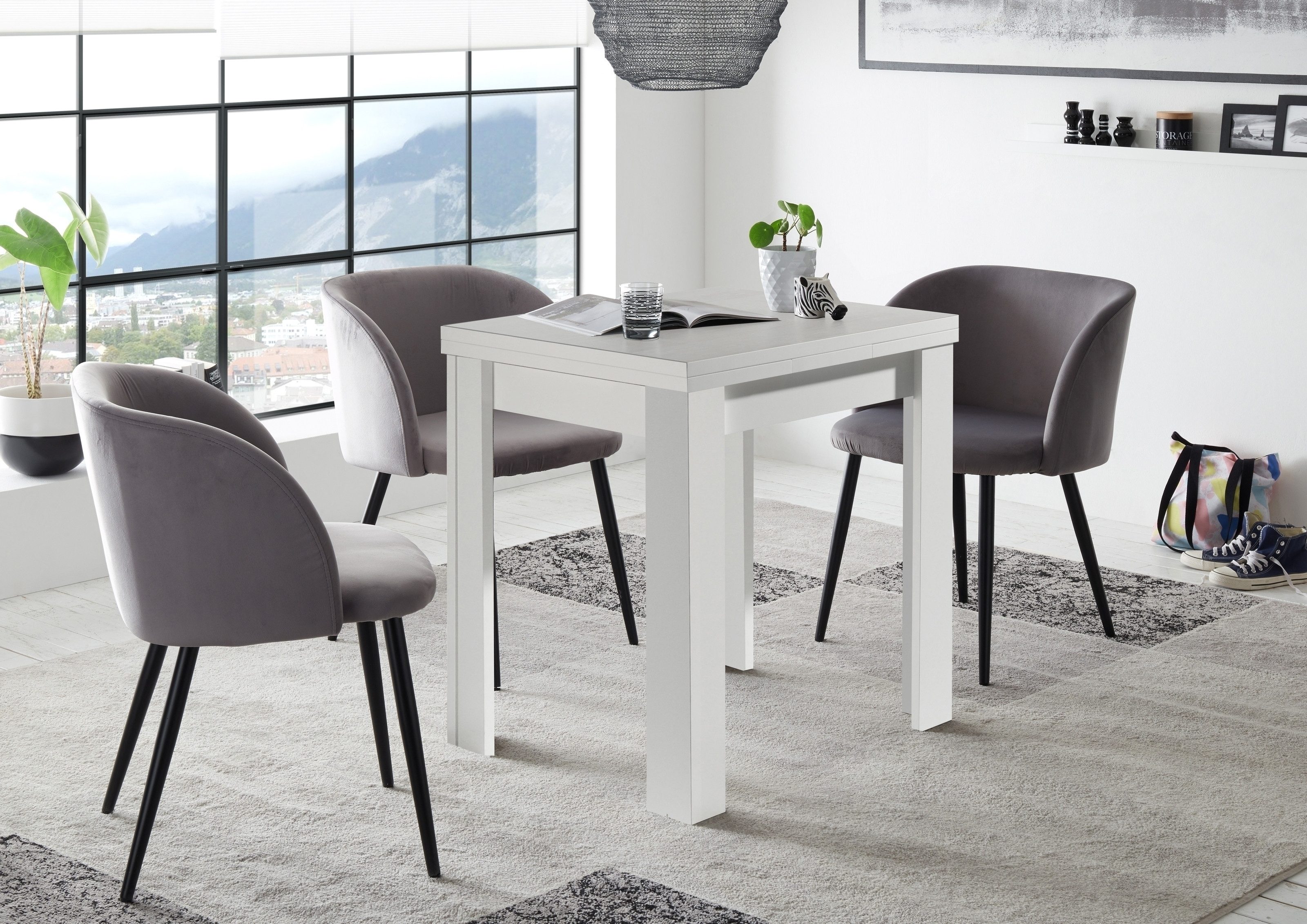 freiraum Kulissentisch Monzi (ausziehbar), (ausziehbar) in weiß matt - 80x78x60cm (BxHxT)