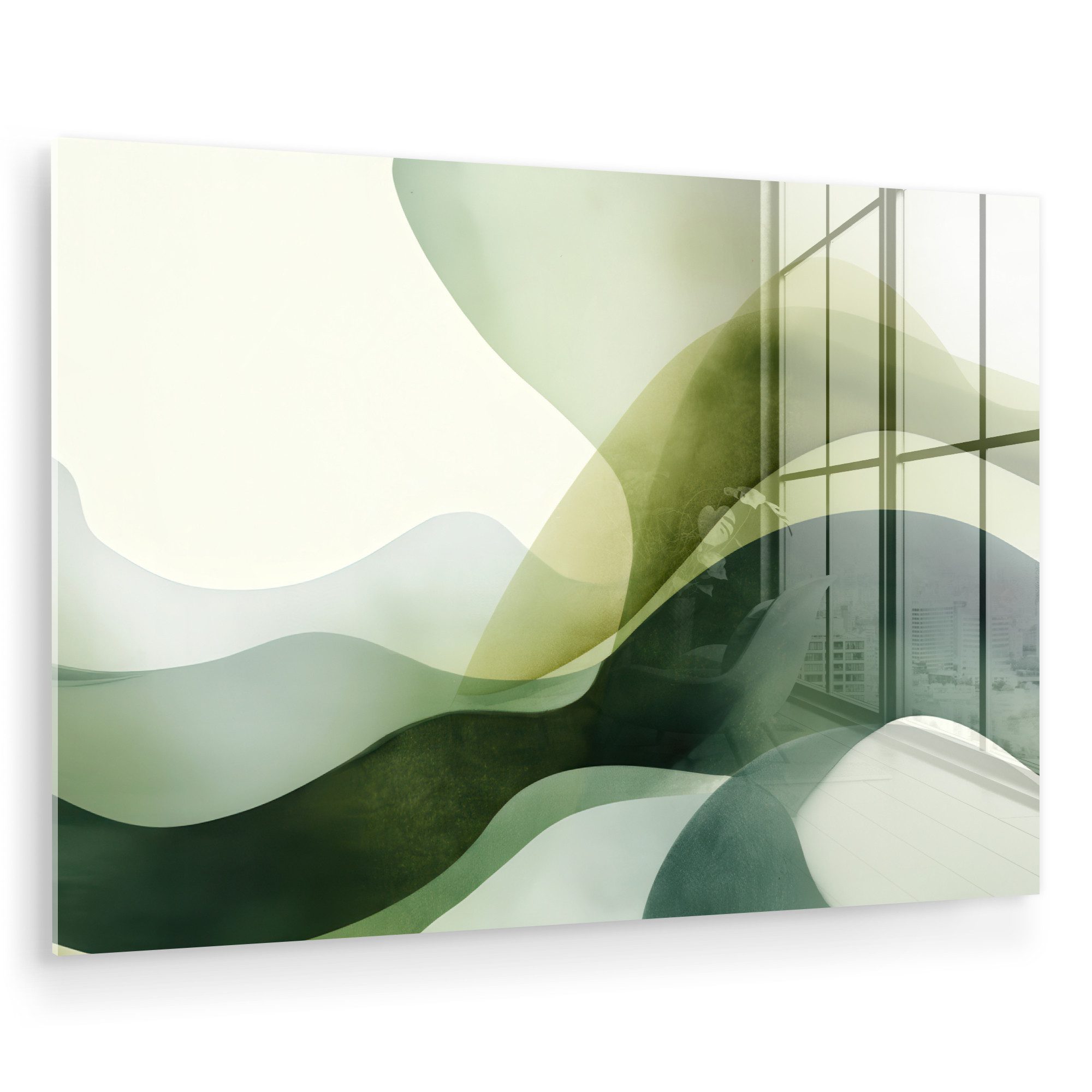 MuchoWow Acrylglasbild Wellen - Abstrakt - Hellgrün - Ornamental, Inkl. Auf günstig online kaufen