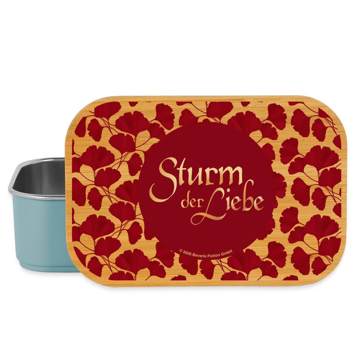 Spreadshirt Lunchbox Sturm Der Liebe Logo Ginko Brotdose mit Bambusdeckel, Edelstahl, Bambus