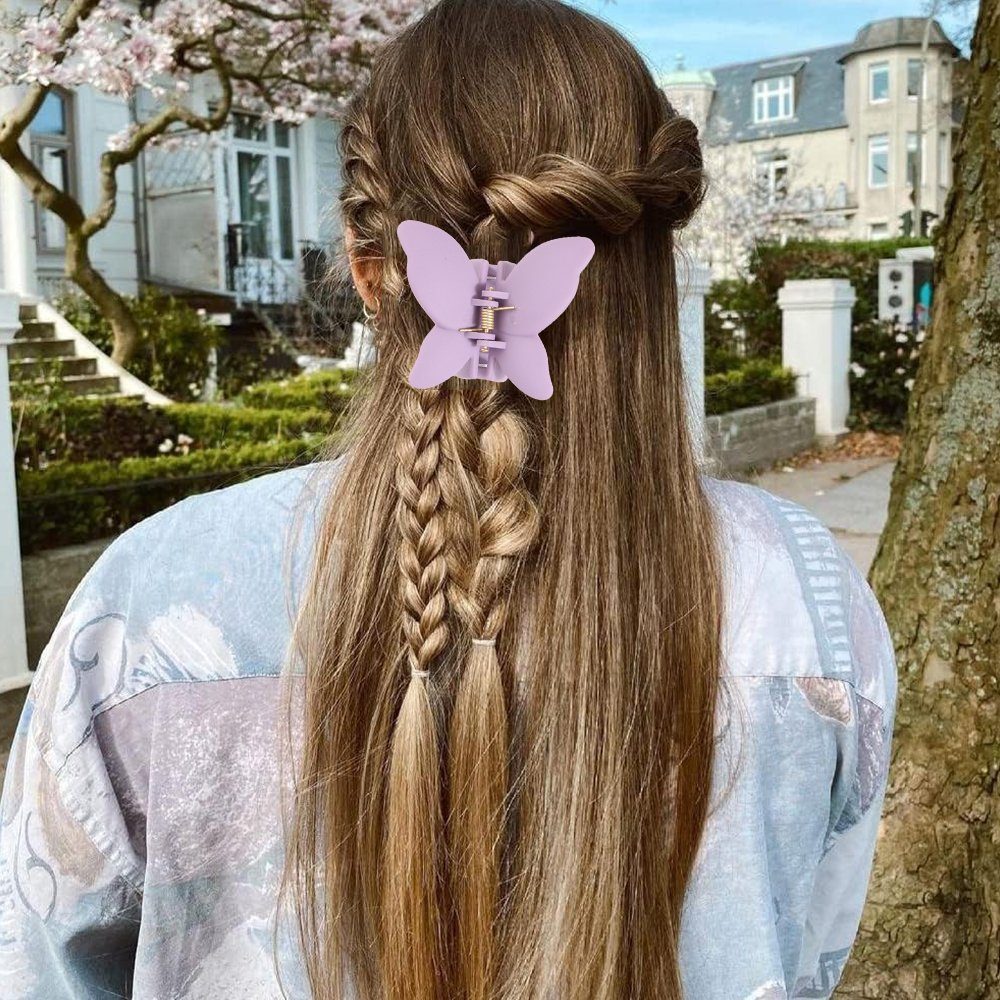 NUODWELL schwarz 6 Haarspangen Schmetterling Haarklammern grasgrün orange + Damen,matte + + + Rutschfeste Stück hellbraun lila Haarspange rosa +