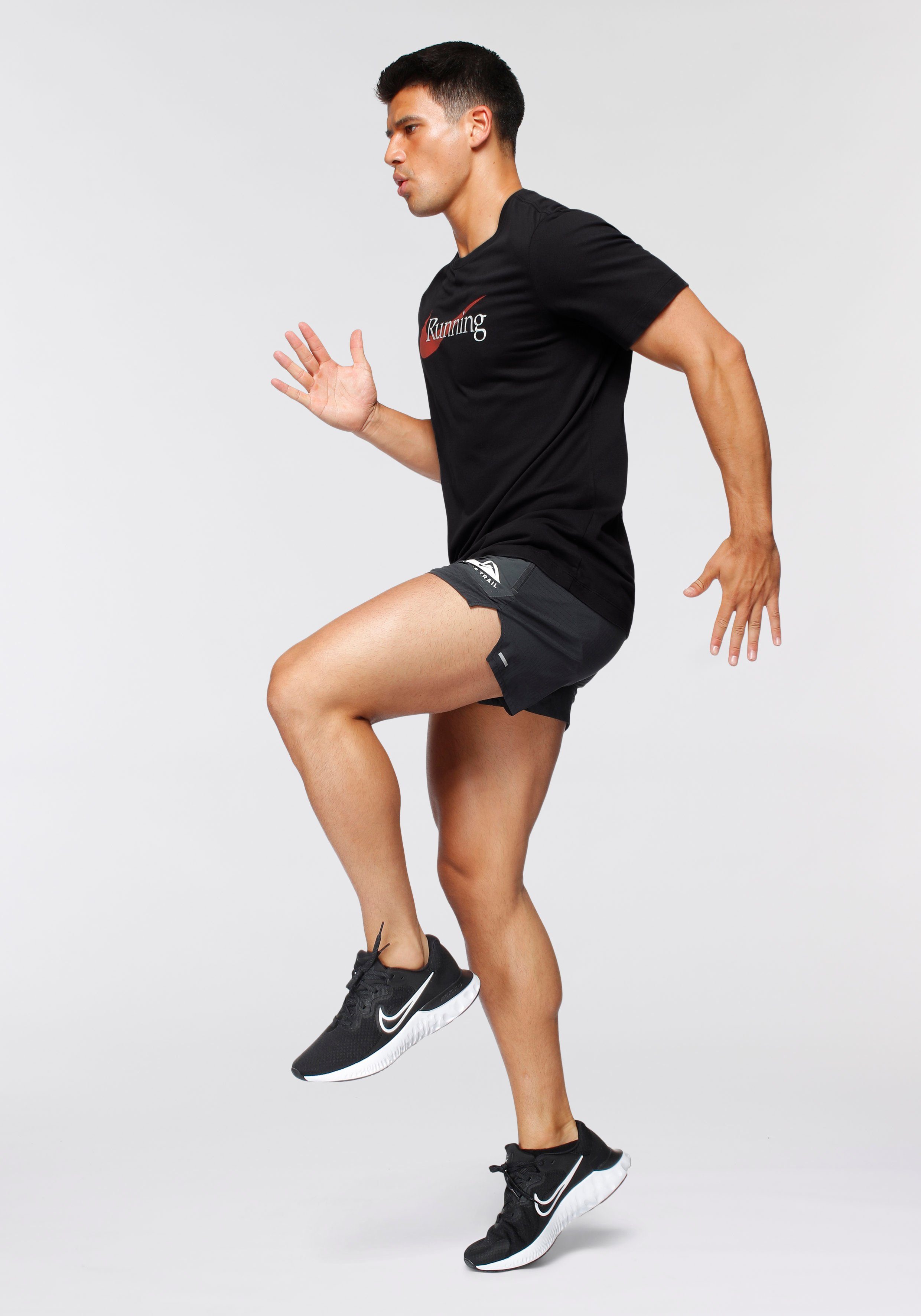 schwarz Nike Laufshirt Running Dri-FIT T-Shirt Men's