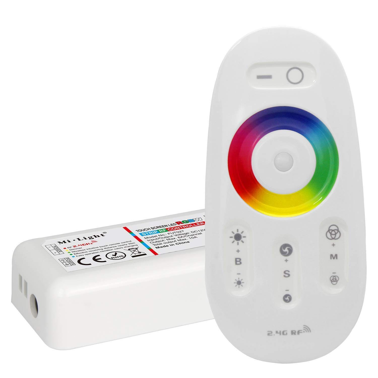 MiBoxer LED Stripe Steuersystem Controller Kontroller 2.4GHz RGB-W 2.4GHz, für Touch LED und Fernbedienung Streifen Fernbedienung