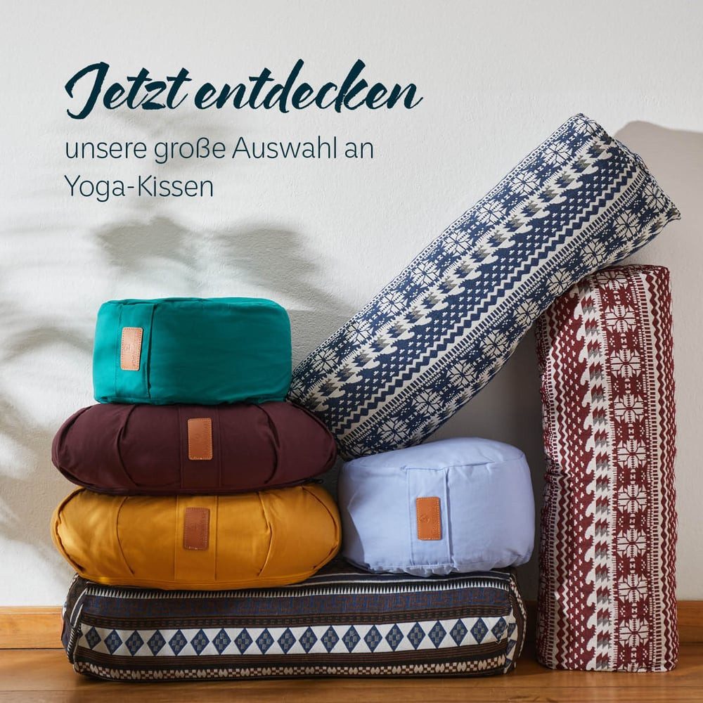 #DoYourYoga Yoga Bolster Vishnu rund - gefüllt mit Bio-Dinkelspelz, Entspannungskissen Yoga Meditation Fitness Therapie 30x30x15 cm