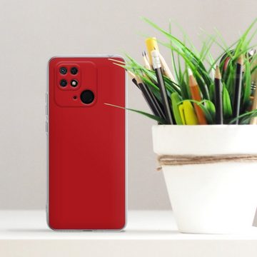 DeinDesign Handyhülle Rot einfarbig Farbe Karminrot, Xiaomi Redmi 10C Silikon Hülle Bumper Case Handy Schutzhülle