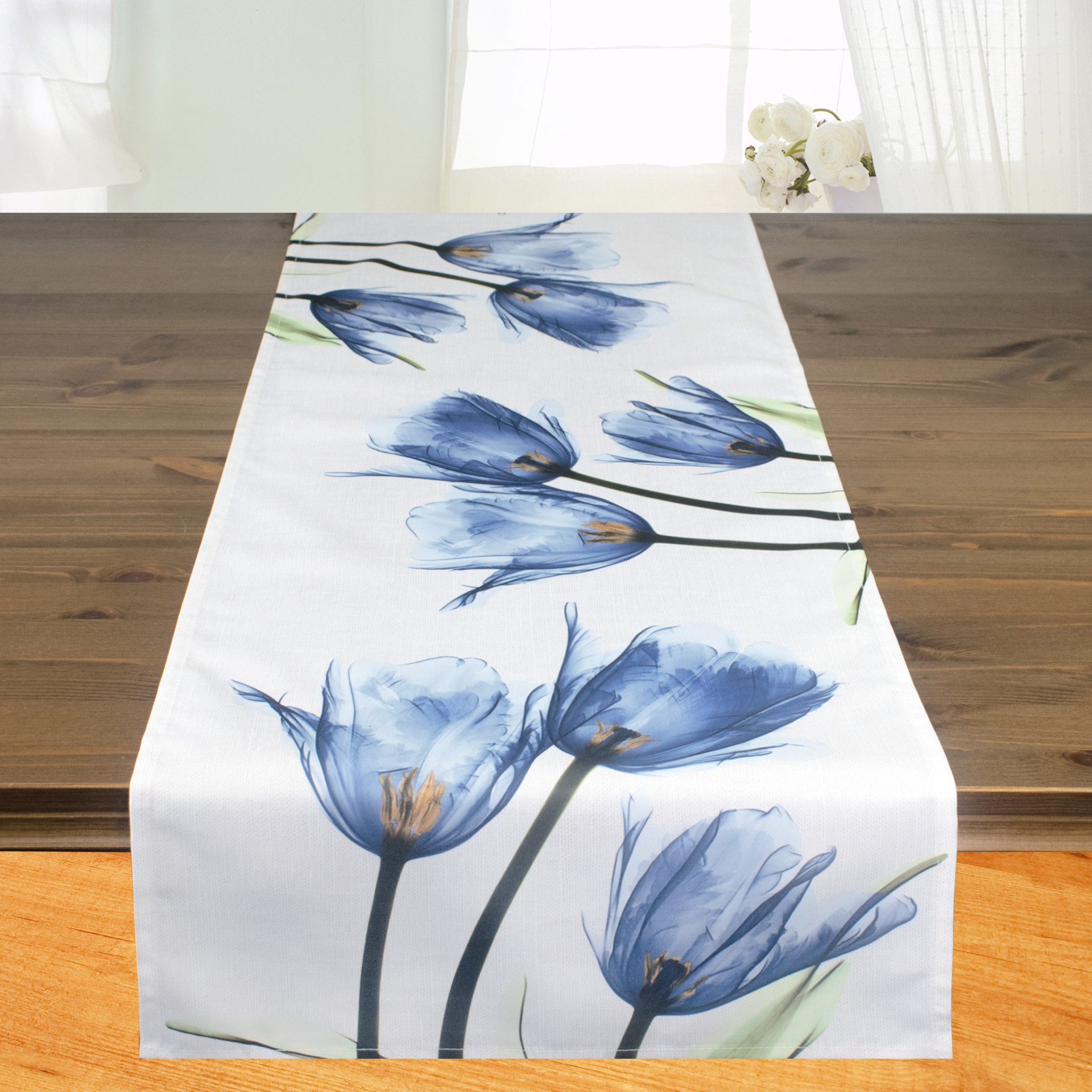 Delindo Lifestyle Tischläufer Tulpen, modern bedruckte Motiv Tischdecke für günstig online kaufen