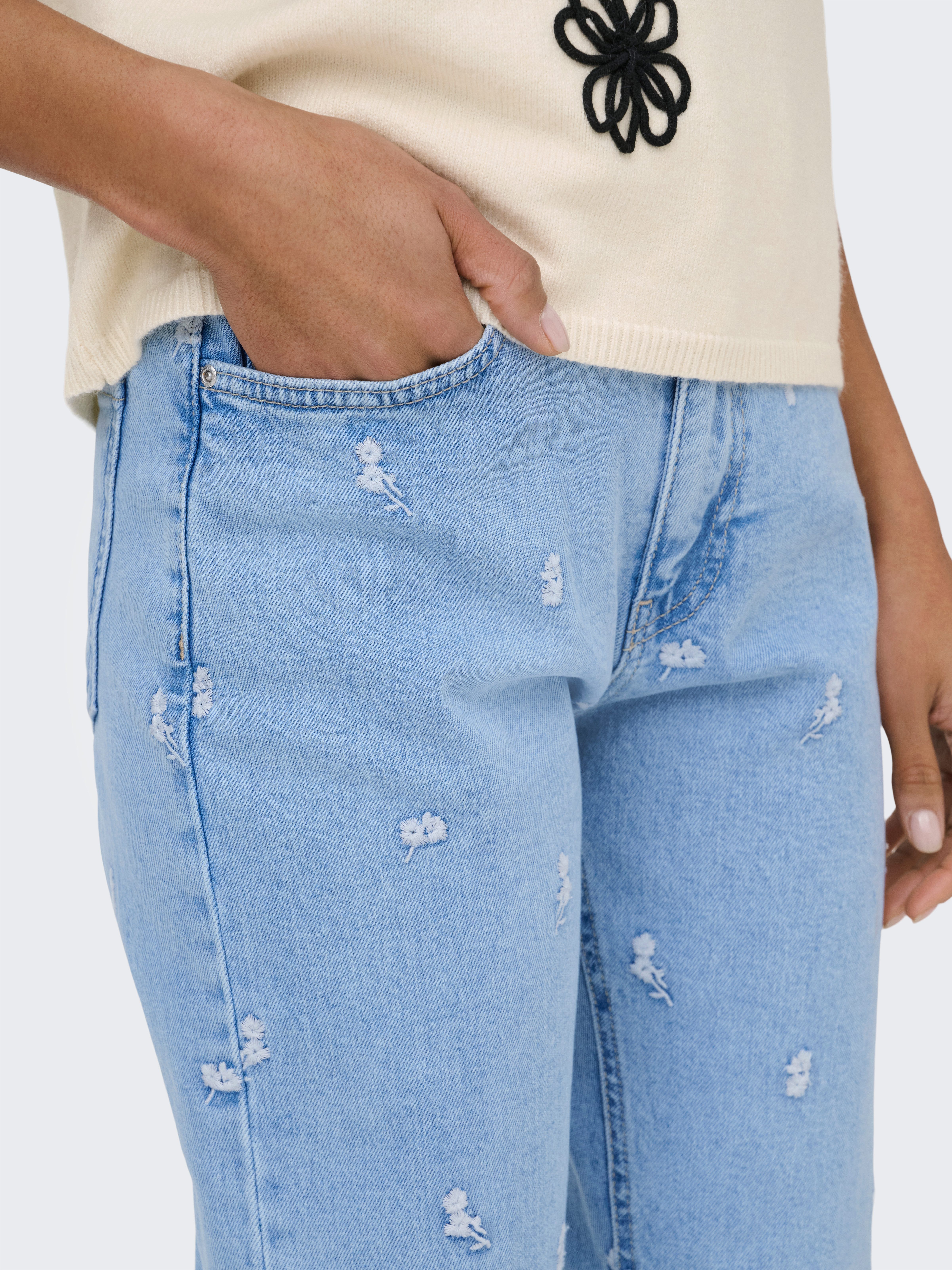 ONLY Straight-Jeans ONLEMILY HW STRETCH EMB STRA ANK DNM AZG Baumwollmischung, straight fit