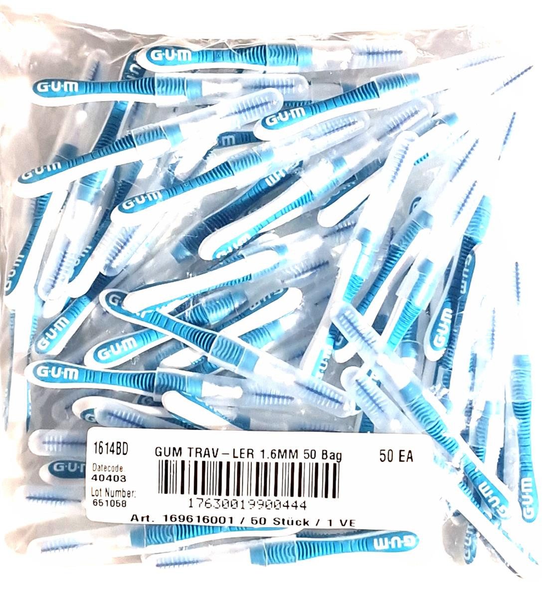 GUM Interdentalbürsten GUM TRAV-LER Interdentalbürsten türkis 1,6mm - 50 Stück im Beutel