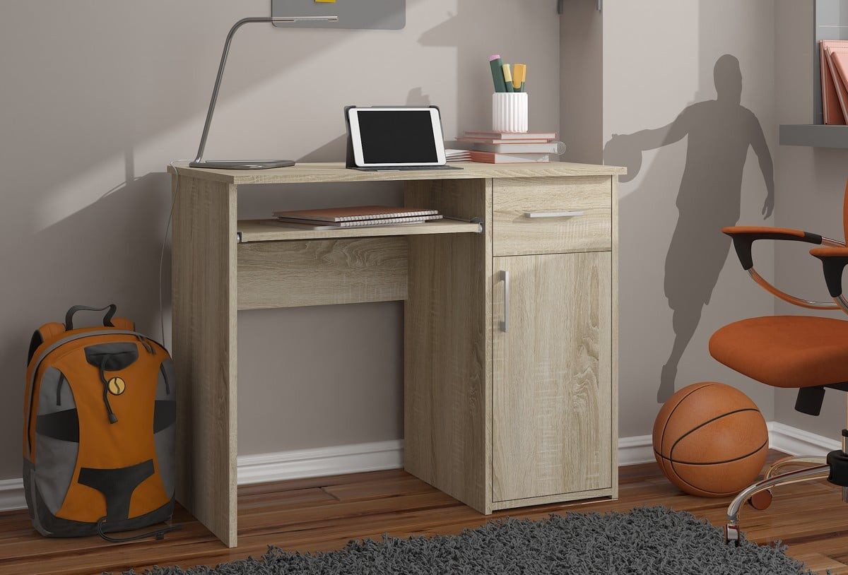 Raumhirsch Furniture Schreibtisch 90 cm Breite - Computertisch 90 cm Breite - Optimale Arbeitsfläche, Hochwertiges Laminat, Stauraum, elegantes Design, Selbstmontage