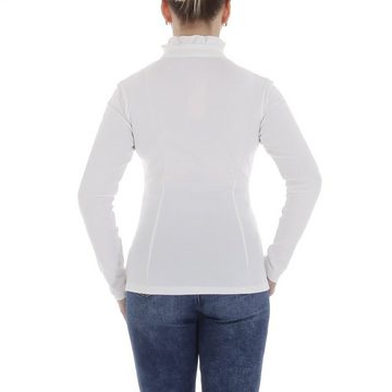 Ital-Design Langarmbluse Damen Elegant (85915901) Rüschen Stretch Top & Shirt in Weiß
