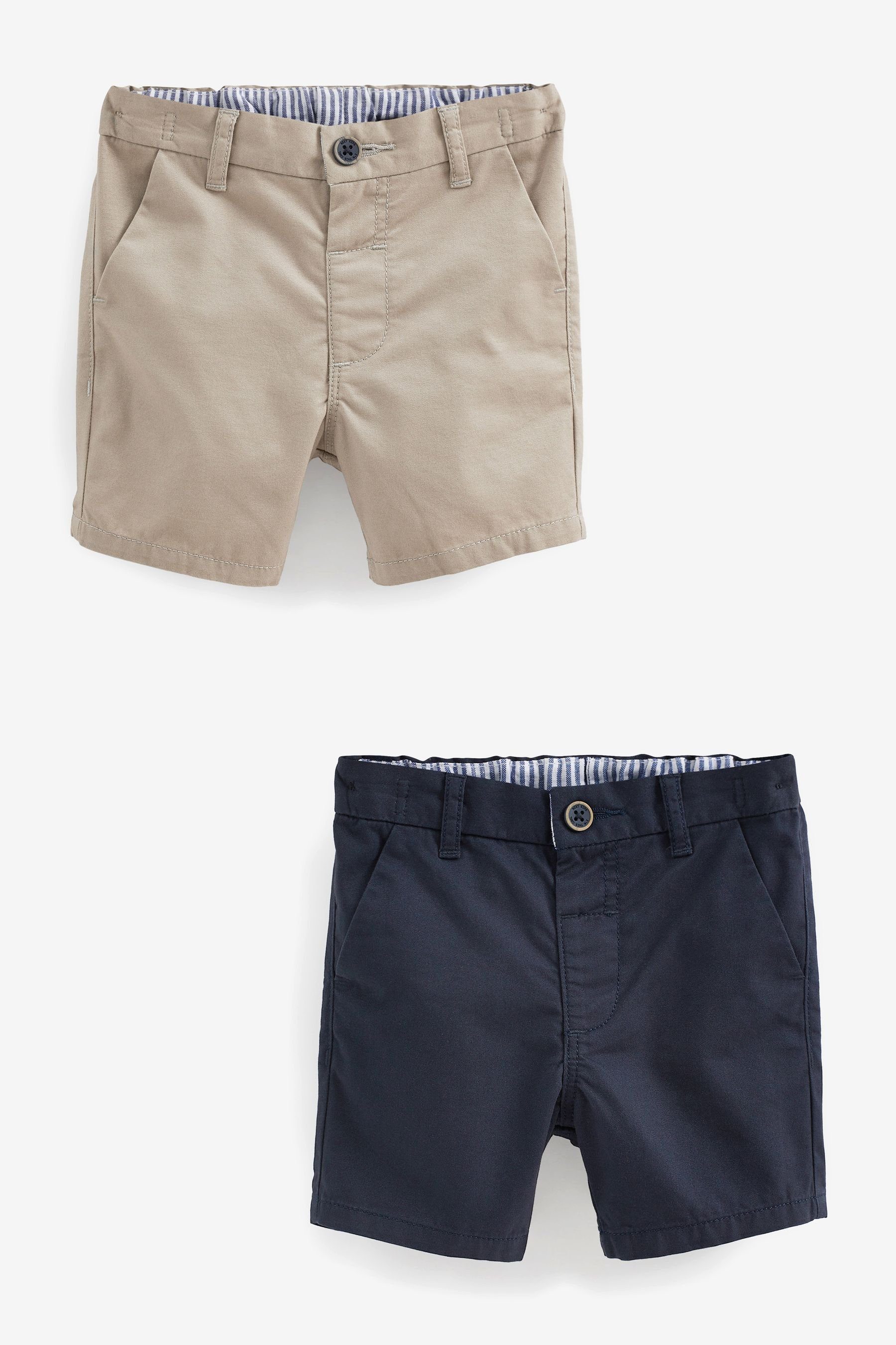 Next Chinoshorts Chino-Shorts, 2er Pack (2-tlg) Navy Blue/Stone Natural