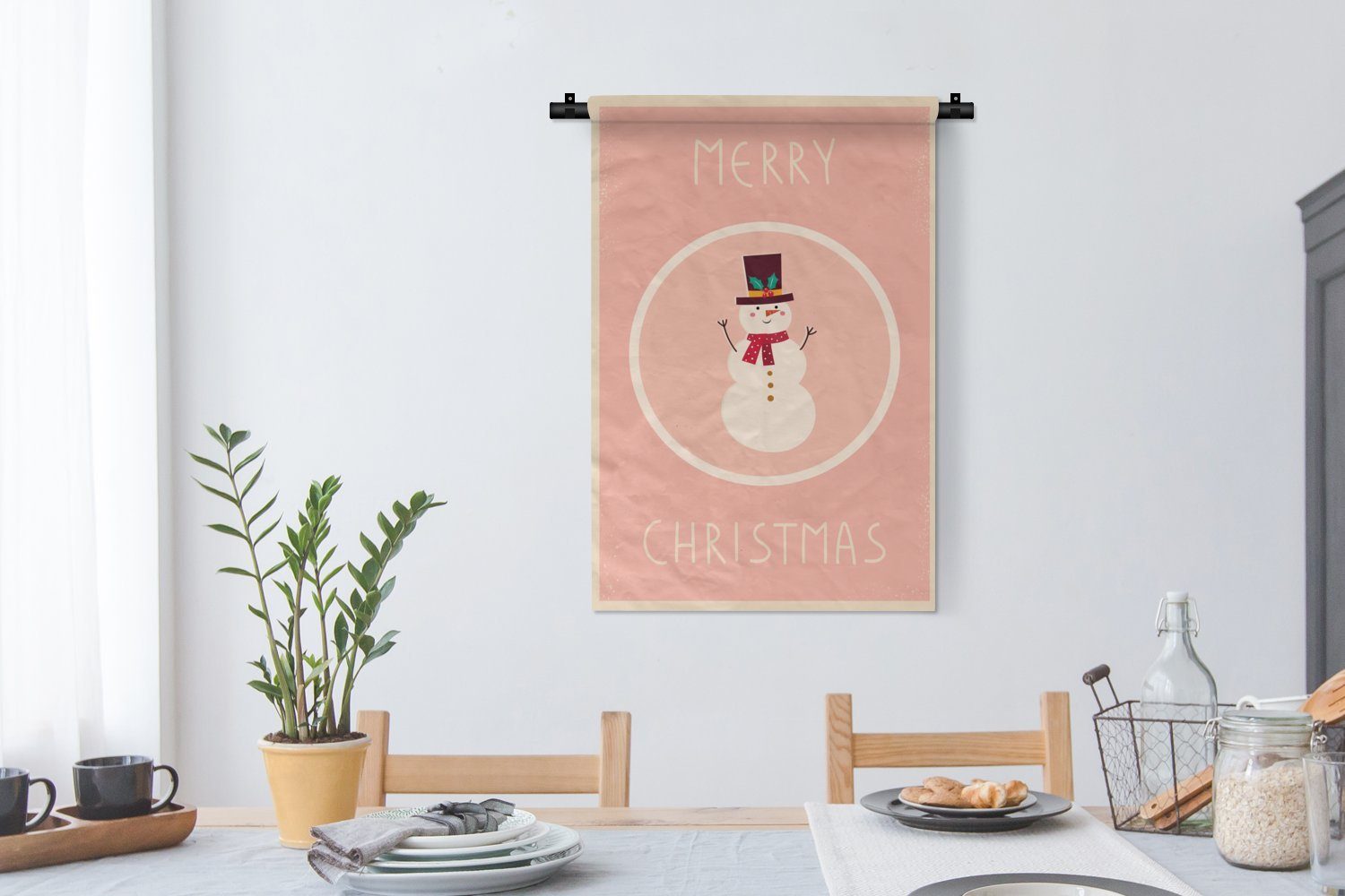 Zitate für Schlafzimmer, Wanddekoobjekt Kleid, Wandbehang, - Wohnzimmer, Rosa Weihnachten Weihnachten - MuchoWow - Schneemann Wanddeko Frohe - - Kinderzimmer Winter,