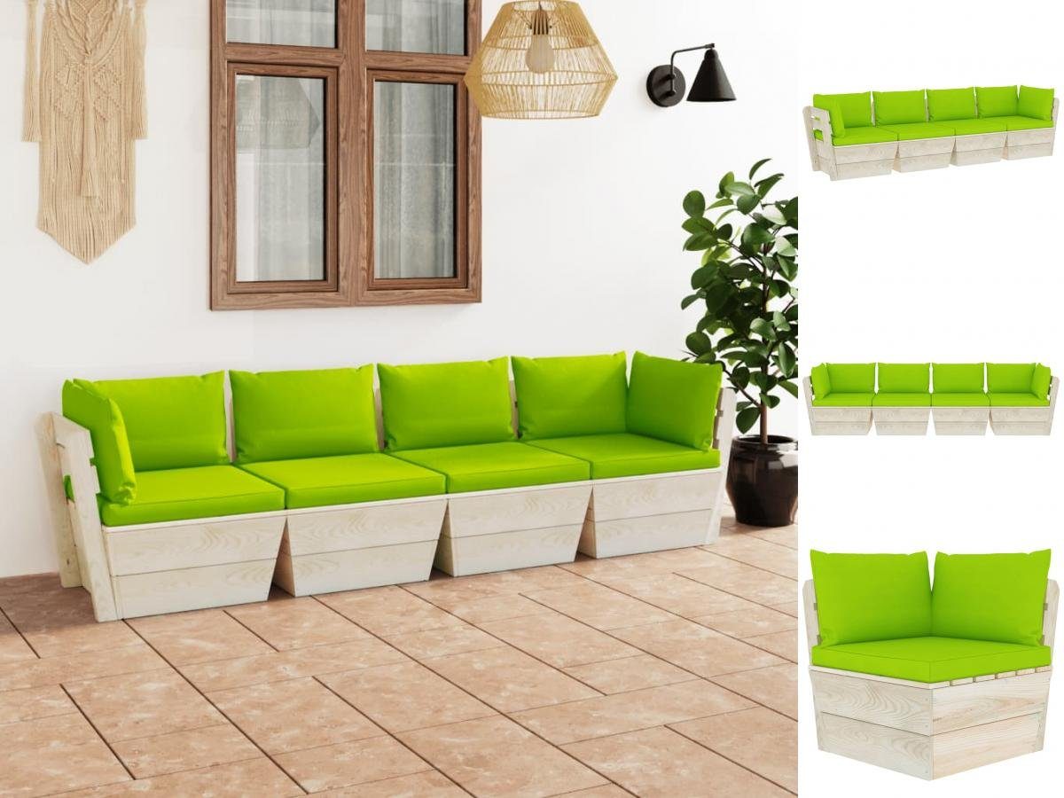 ᐅ vidaXL GartenEssgruppe GartenPalettensofa 4Sitzer mit Kissen
