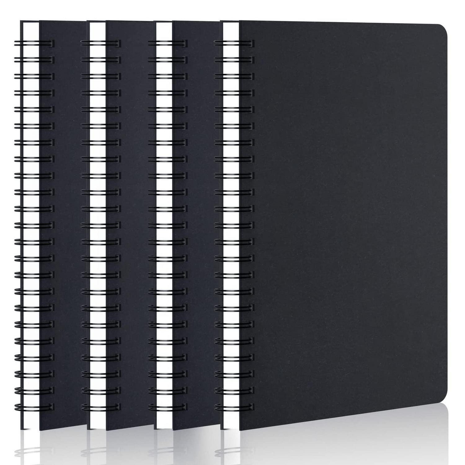 LuxusKollektion Notizblock Notizbuch A5 Kariert Schwarz 4er Set