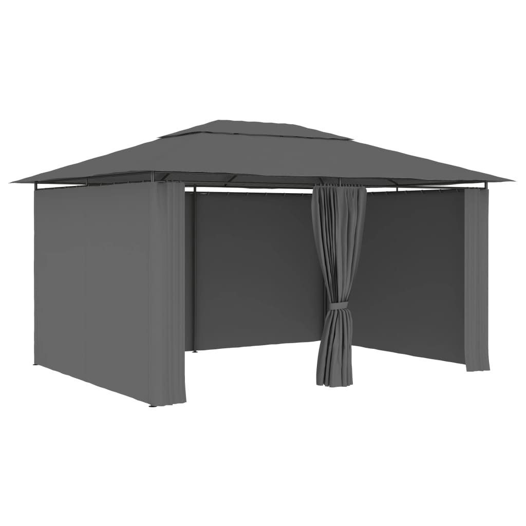 Pavillon Garten Pavillon Gartenzelt mit Vorhängen 4 x 3 m Anthrazit