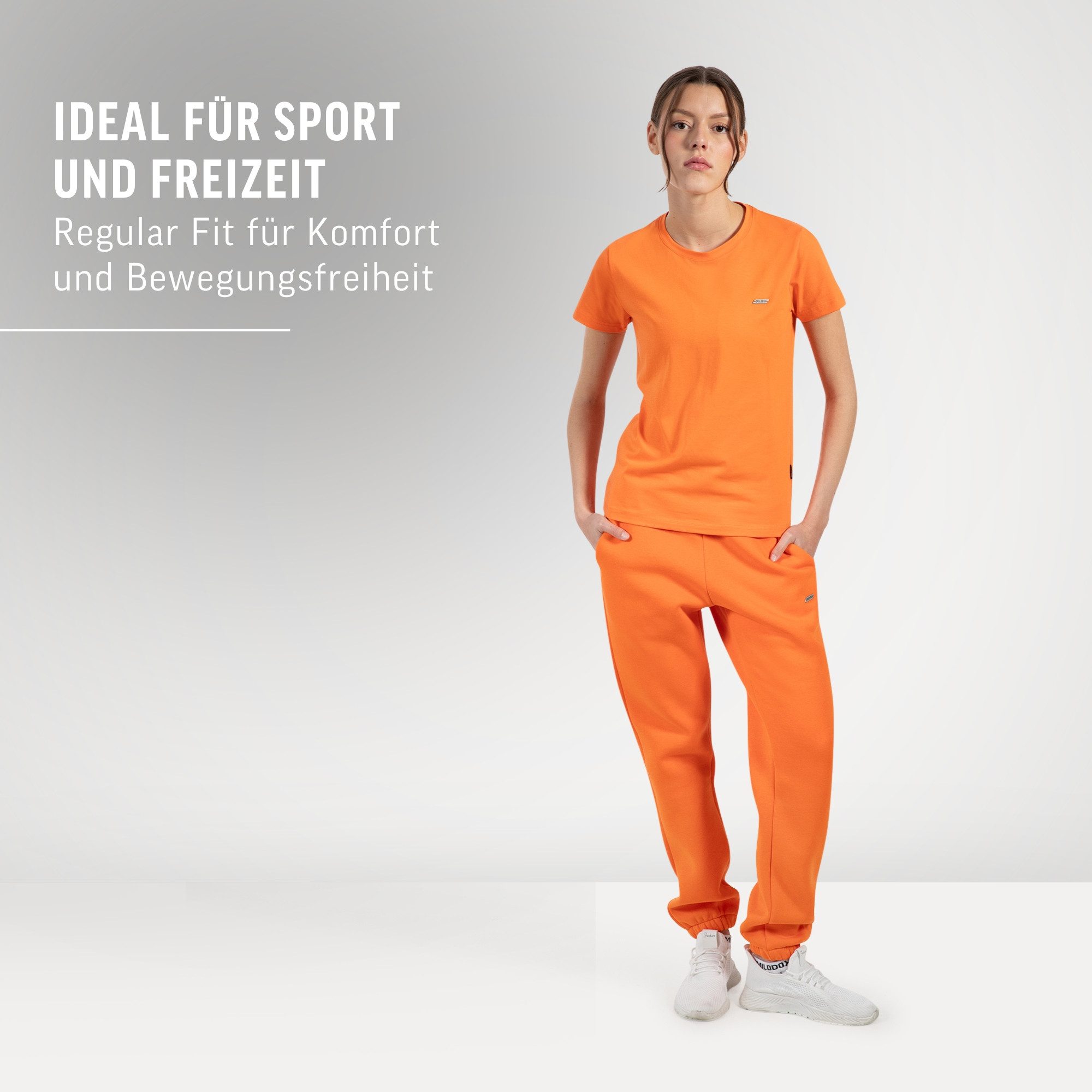 Smilodox Jogginghose Laurena, Regular Fit Sweathose mit Kordelzug am Bund, Metallabel angenehmes Material Bündchen an Beinabschlüssen Sport Alltag Fitness