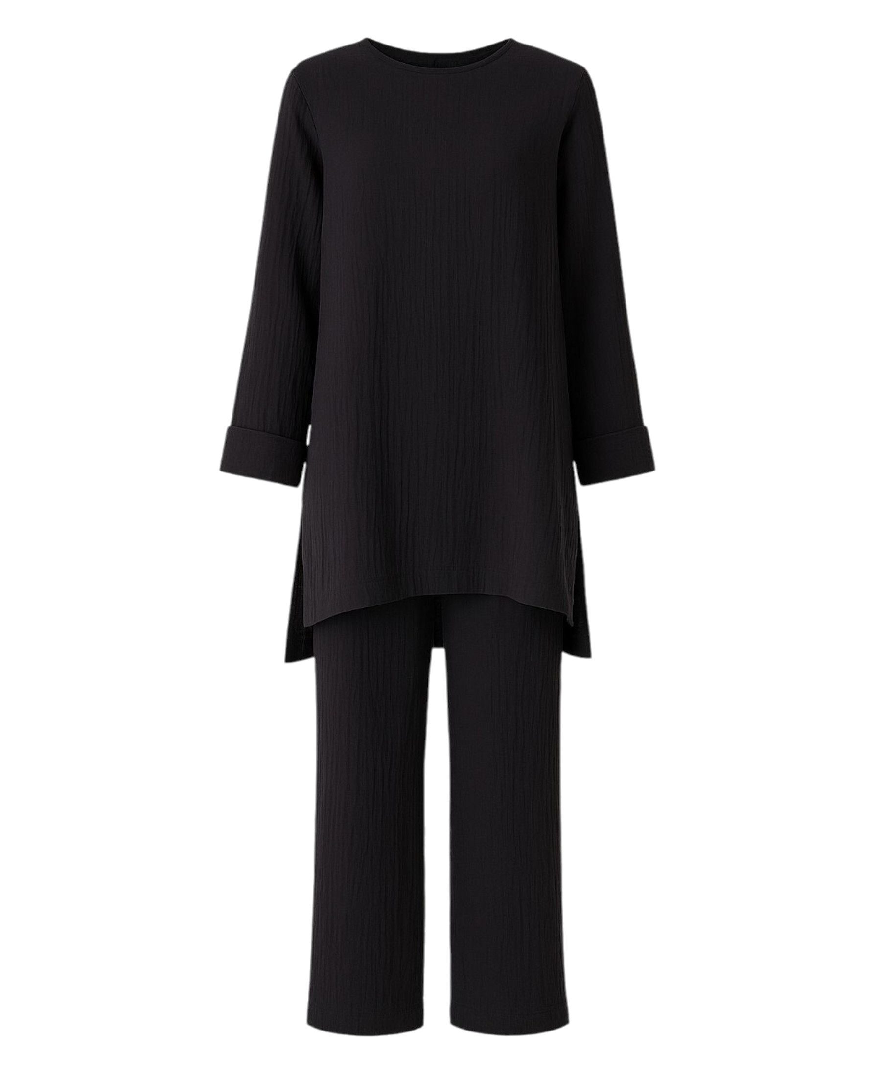 WENOR Hosenanzug Hosenanzug – Tunika Set aus Musselin, 100 % Baumwolle, Modest Fashion (2-tlg)