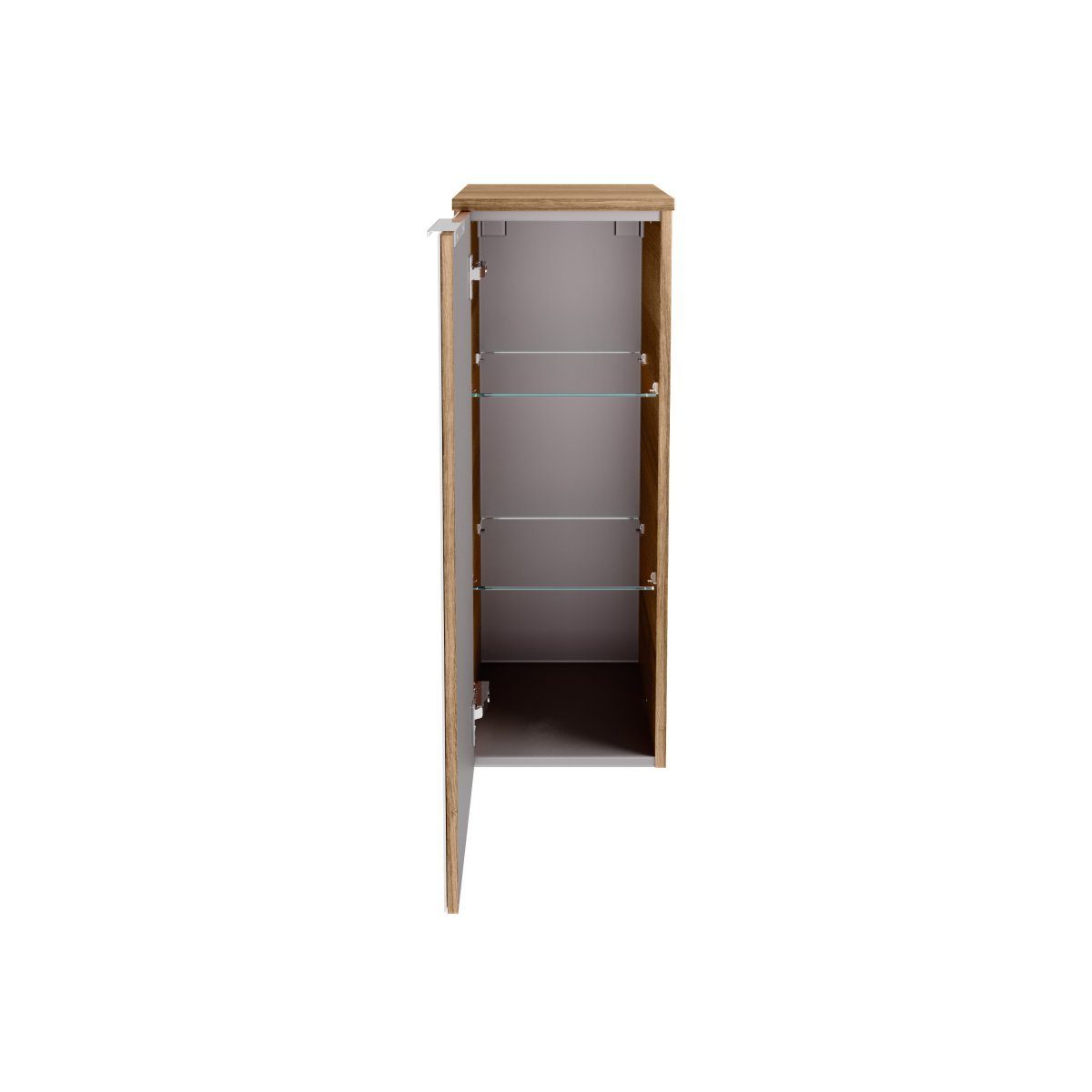 FACKELMANN Midischrank B.brillant Midischrank 30cm - Ast Eiche - Glas Weiß