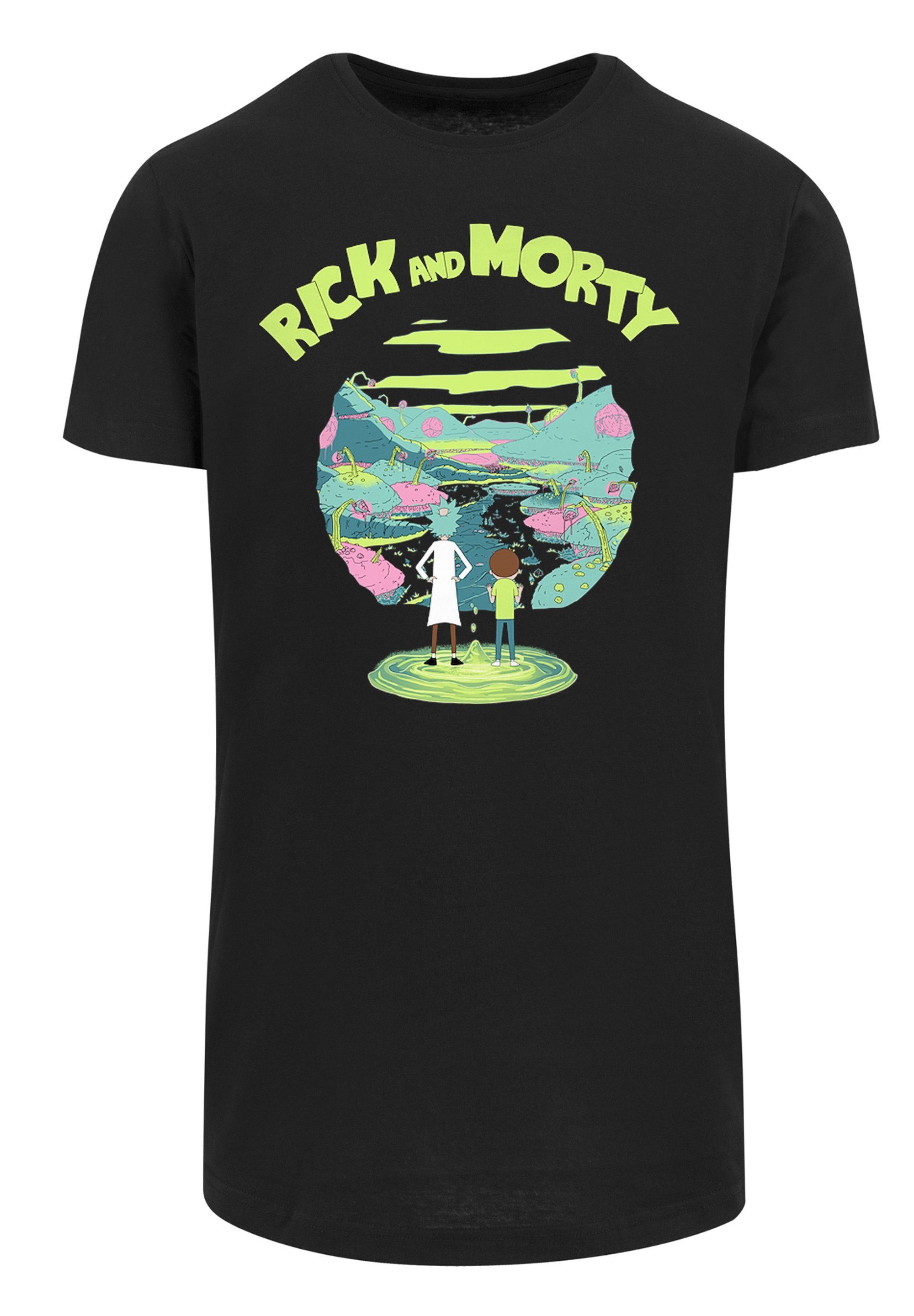 Morty schwarz Portal T-Shirt and Print F4NT4STIC Rick
