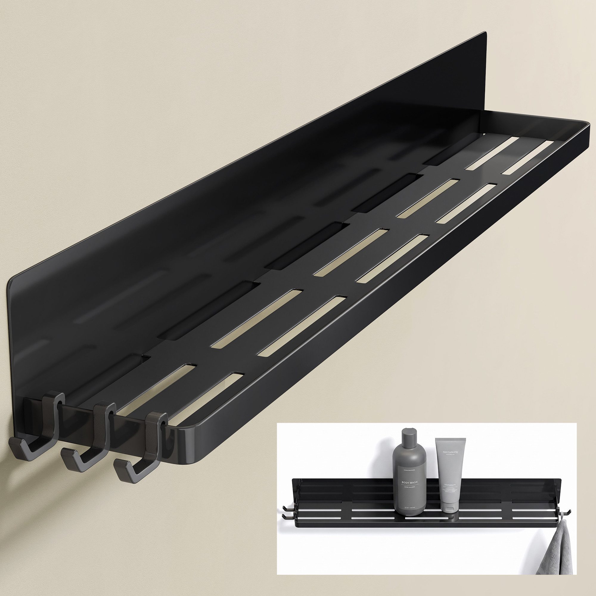 doporro Duschablage Duschregal Badezimmerablage 60cm magnetisch aus Carbonstahl Reglo-01, Magnetisch, Pulverbeschichtung