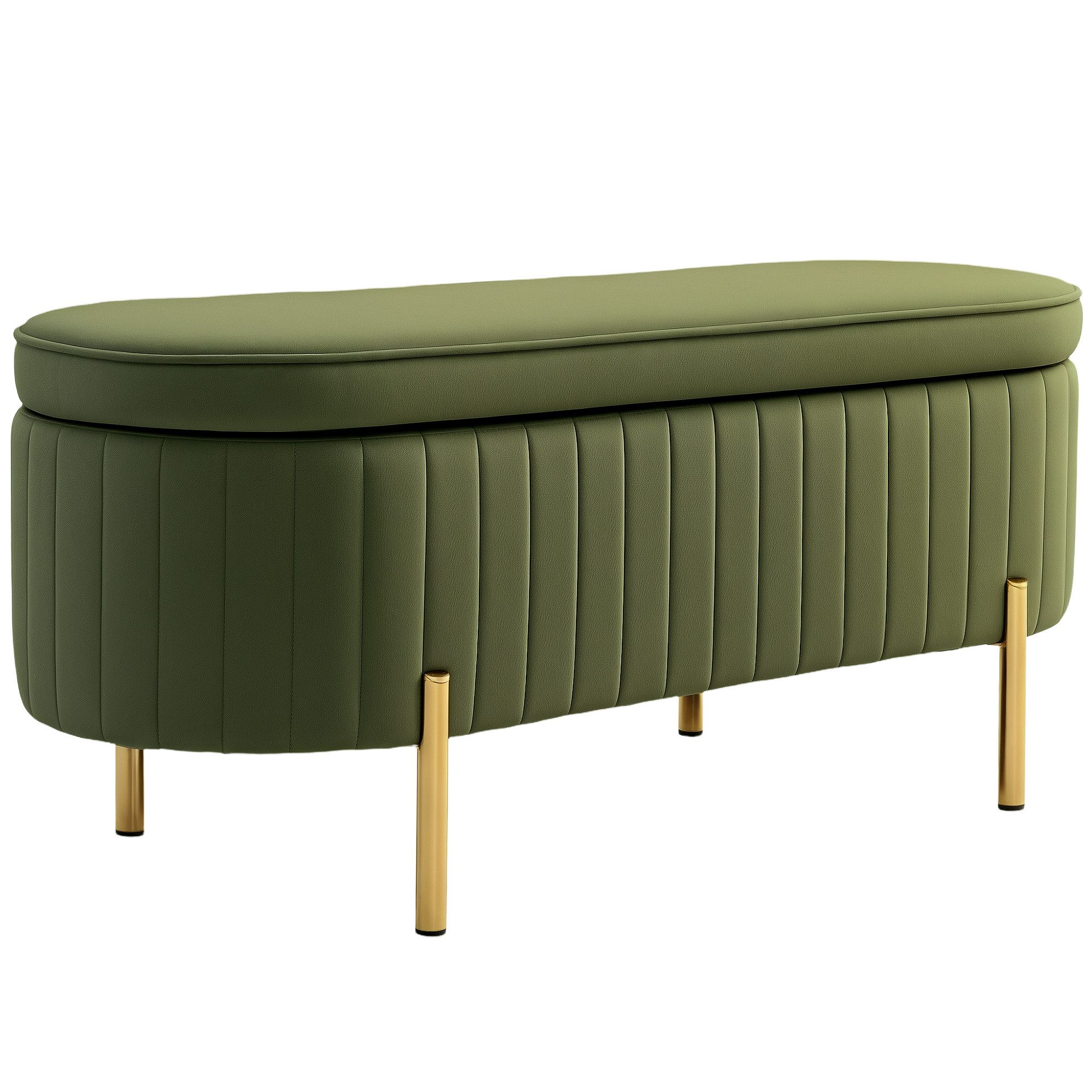 HOMCOM Sitzbank mit Stauraum Polsterbank mit Klappdeckel, Samtoptik (Sitztruhe, 1-St., Truhenbank), für Flur, Wohnzimmer, Schlafzimmer 108 x 44 x 43,5 cm, Grün