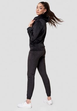 Egomaxx Trainingsanzug Nicki Sportanzug Gefütterter Velours Trainingsanzug Hoodie Hose (2-tlg), 3487 in Schwarz