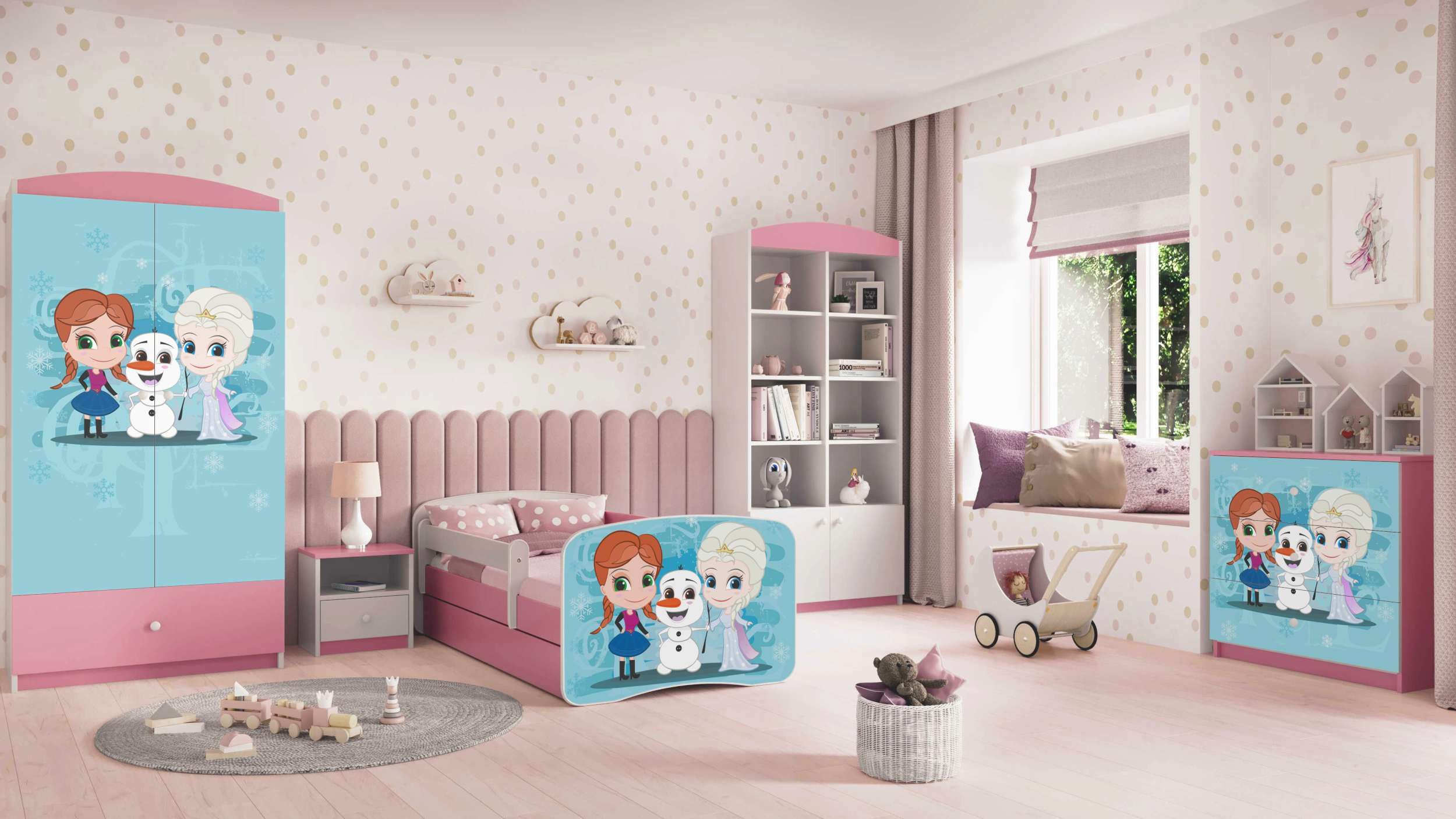 99rooms Jugendzimmer-Set Dreams Motiv VIII, (Komplettset, Set (5-St), Modern, für Kinderzimmer, mit viel Stauraum, Lattenrost und Matratze