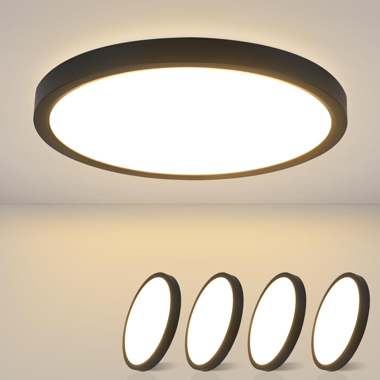 Nettlife LED Panel LED Deckenleuchte Warmweiß Ø22cm, LED fest integriert, Warmweiß, für Küche Flur Schlafzimmer