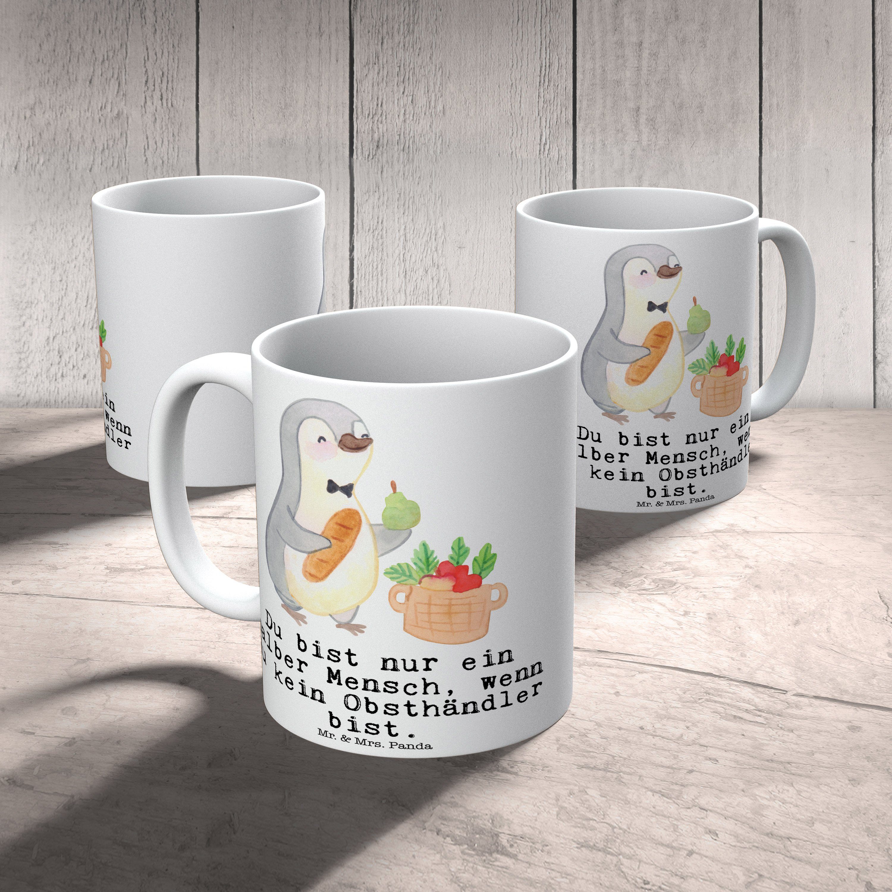 Weiß Mrs. & - Geschenk, mit Tasse Mr. Panda - Herz Rente, Wochen, Keramik Arbeitskollege, Obsthändler