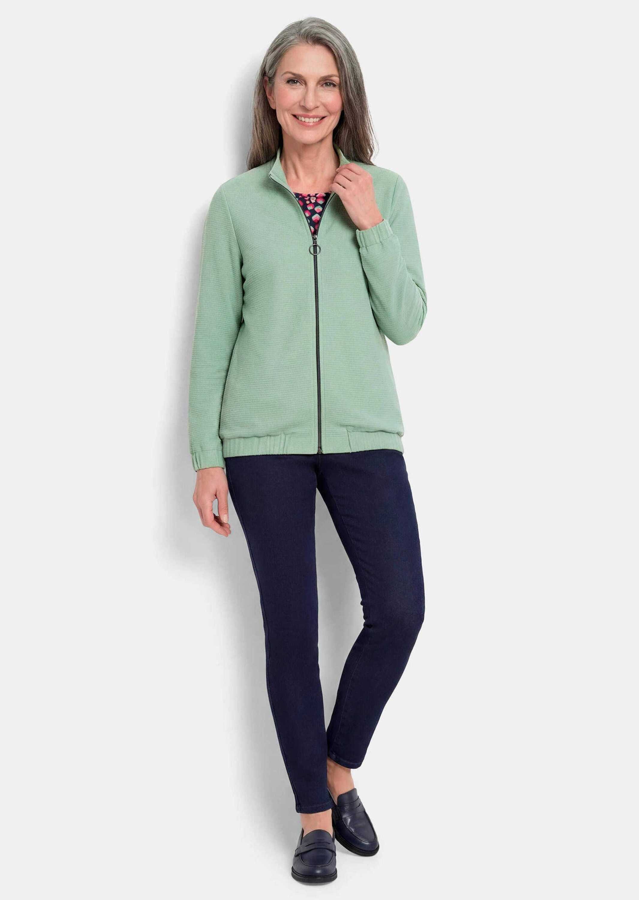 GOLDNER Outdoorjacke Jerseyjacke mit Ottomanstruktur Sportive Blouson-Form mit Stehkragen, Reißverschluss und Gummibund