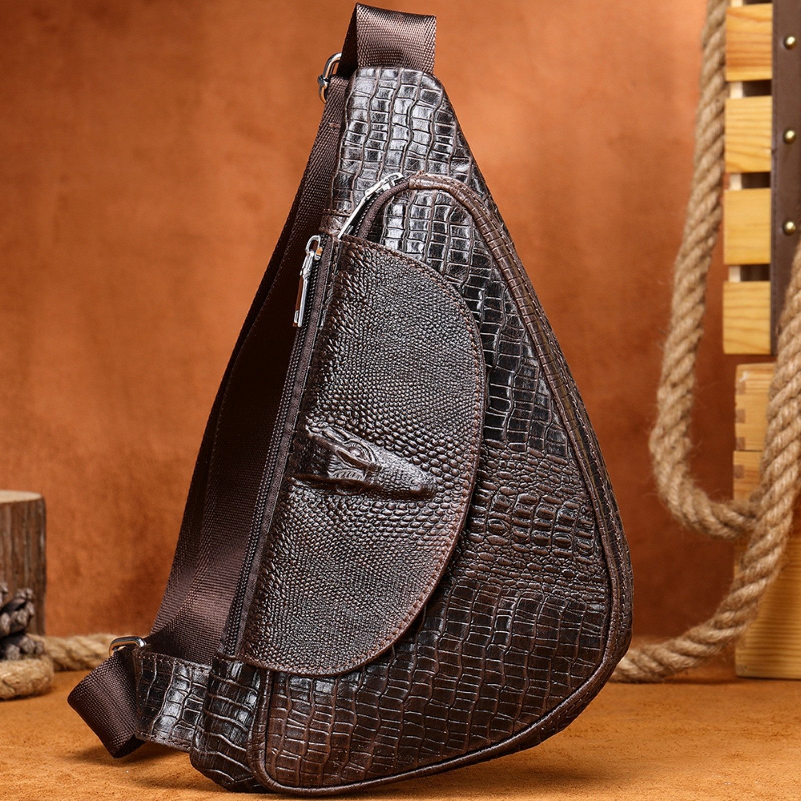 YUBRO-STUDIO Messenger Bag Herren Leder Sling günstig online kaufen