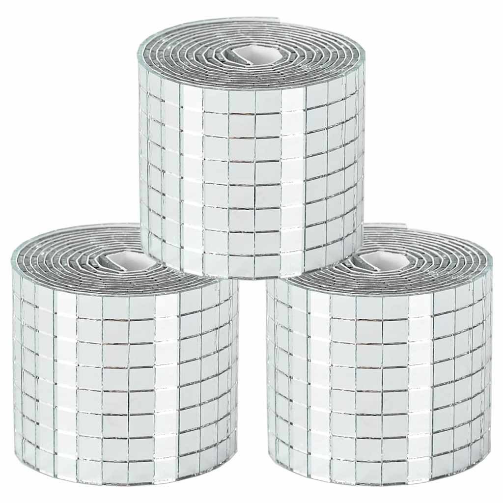 vidaXL Spiegelfliesen, Spiegel-Mosaikfliese Geometrisch 3 pcs Silber 100 x 4 cm Glas