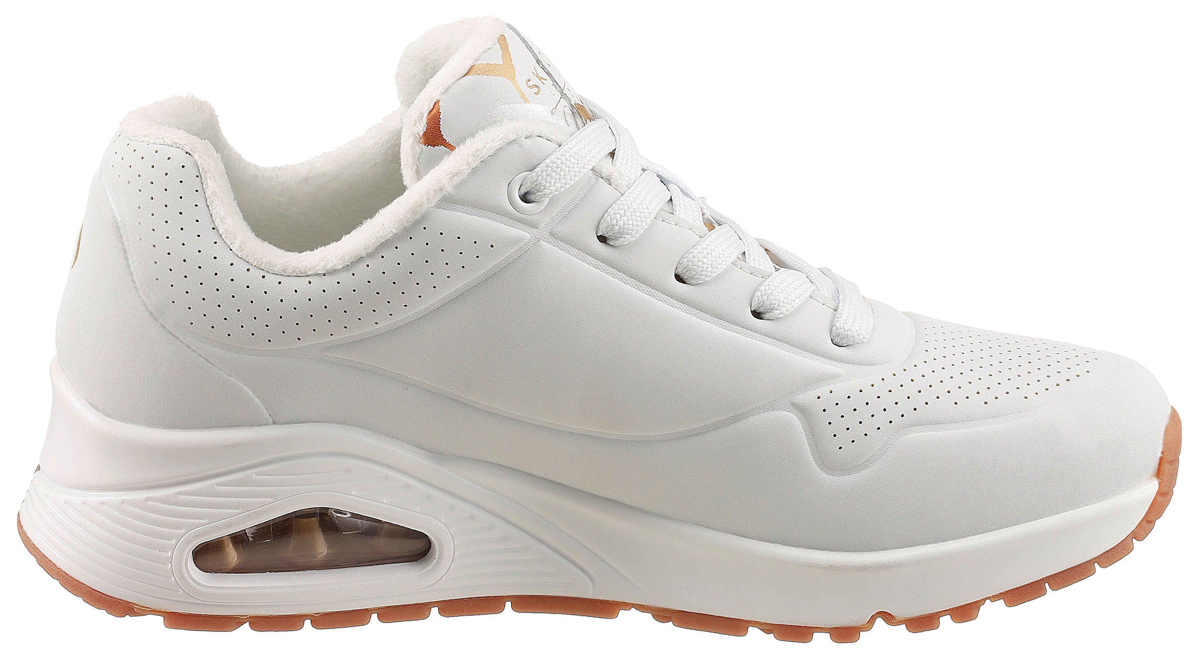 Skechers UNO - METALLIC LOVE Sneaker Freizeitschuh, Halbschuh, Schnürschuh mit trendigen Metallic-Print