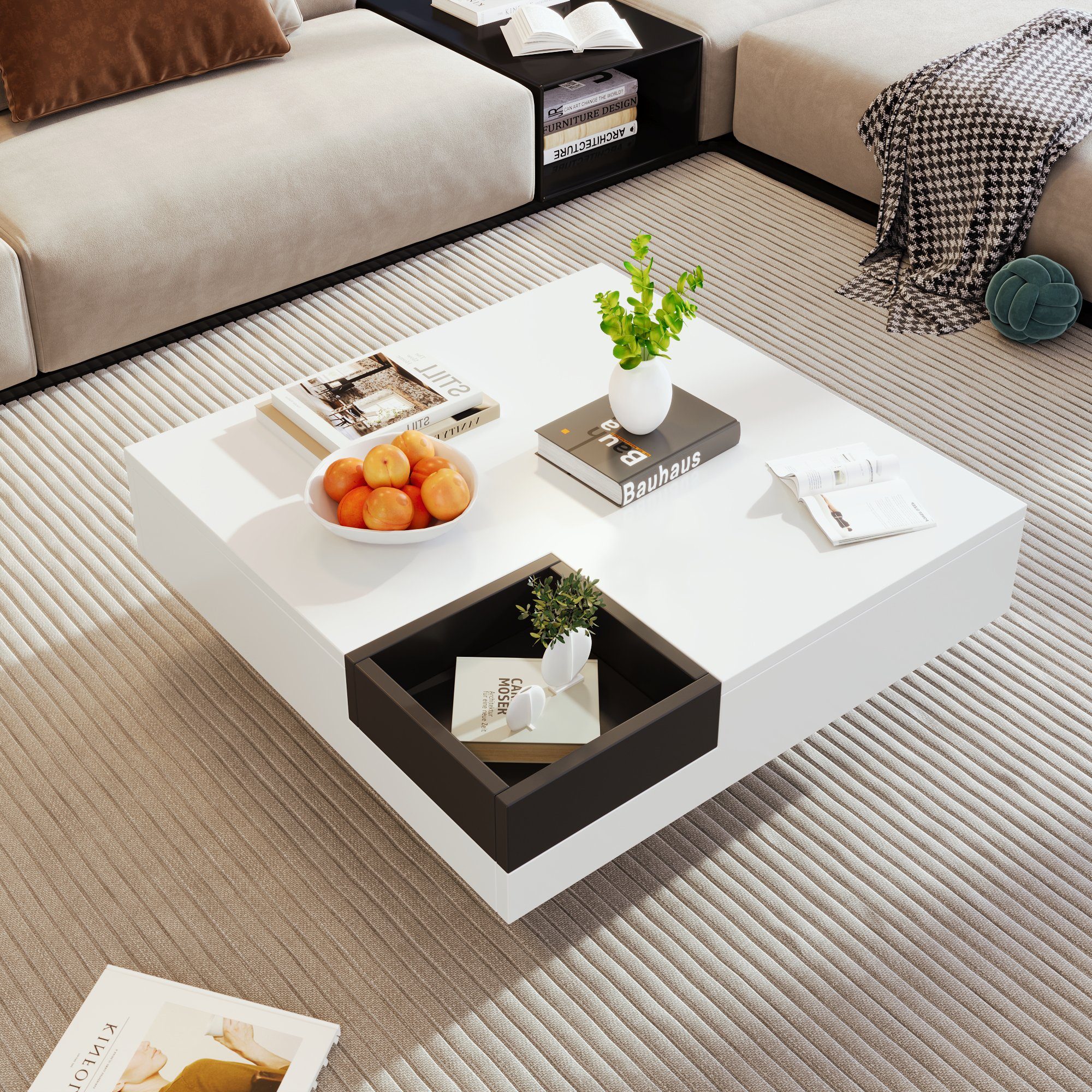 OKWISH Couchtisch Wohnzimmertisch Beistelltisch mit herausnehmbarer günstig online kaufen