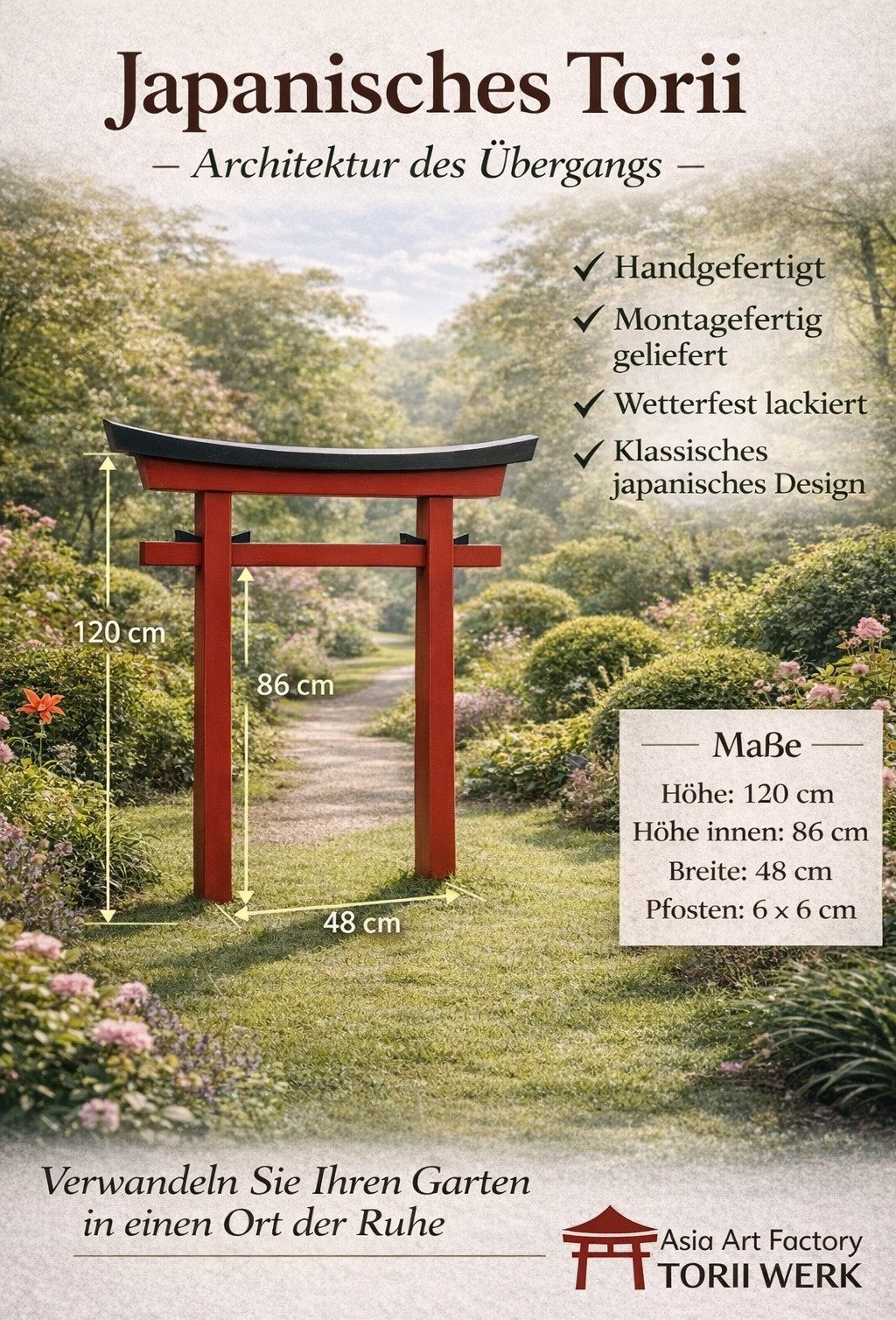 AAF Nommel Gartenfigur Torii japanisch Gate Tor Japan Garten, Modell 022