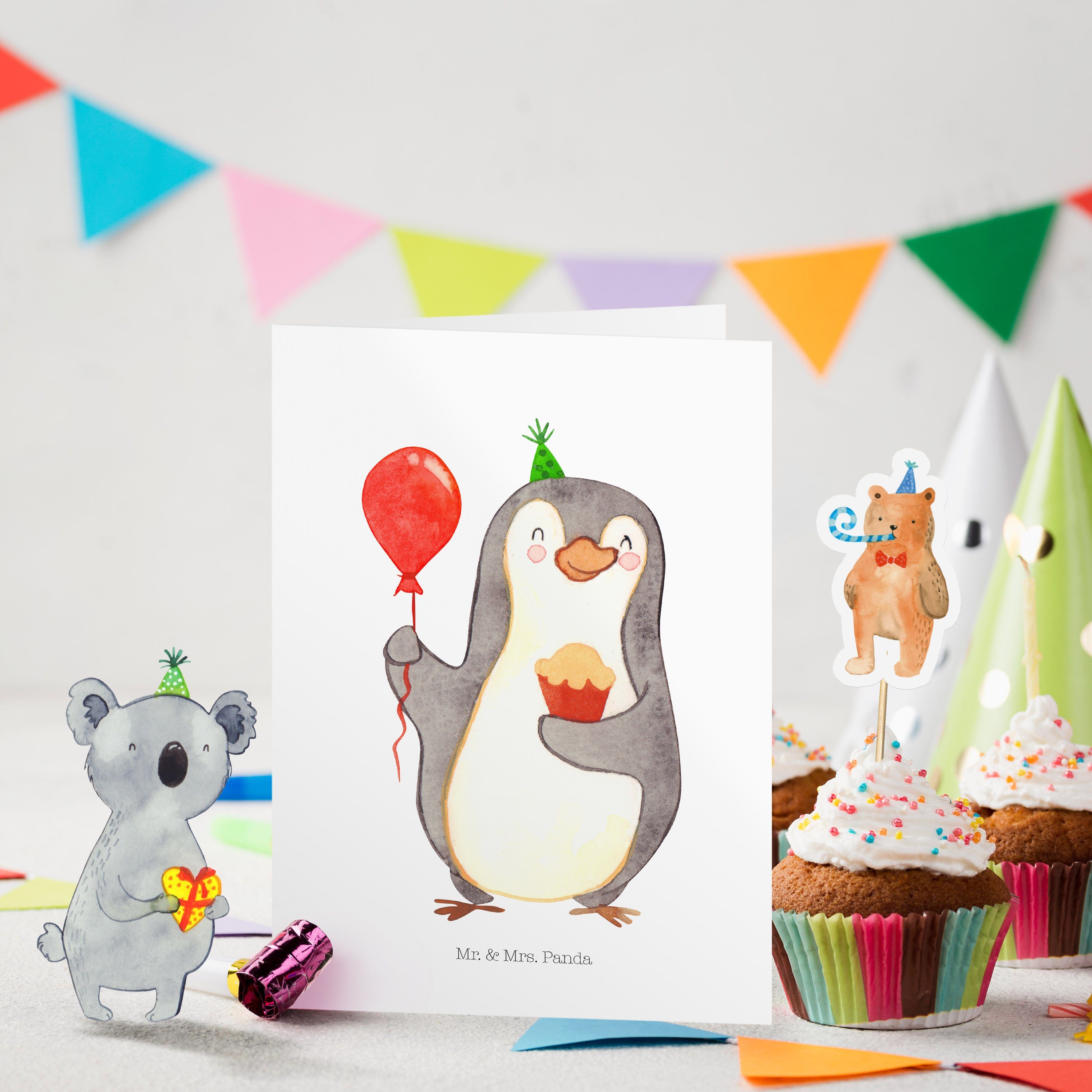 Panda Geburtstagskarten Geburtstag & Geschenk, - Party, Mr. Einladungskarte Weiß - Mrs. Pinguin Kuchen,
