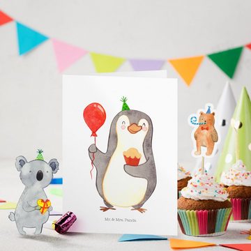 Mr. & Mrs. Panda Grußkarte Pinguin Geburtstag - Weiß - Geschenk, Kuchen, Party, Einladungskarte, Hochglänzende Veredelung