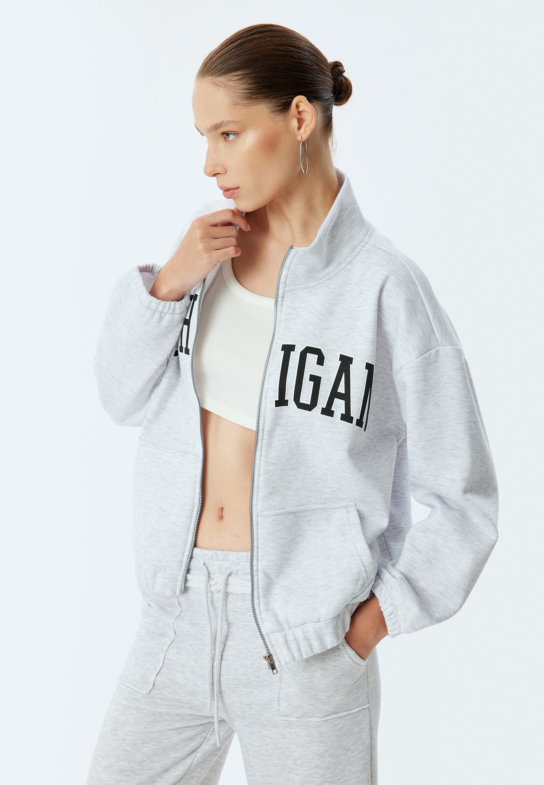 Koton Sweatshirt Vollreißverschluss Mit Aufdruck